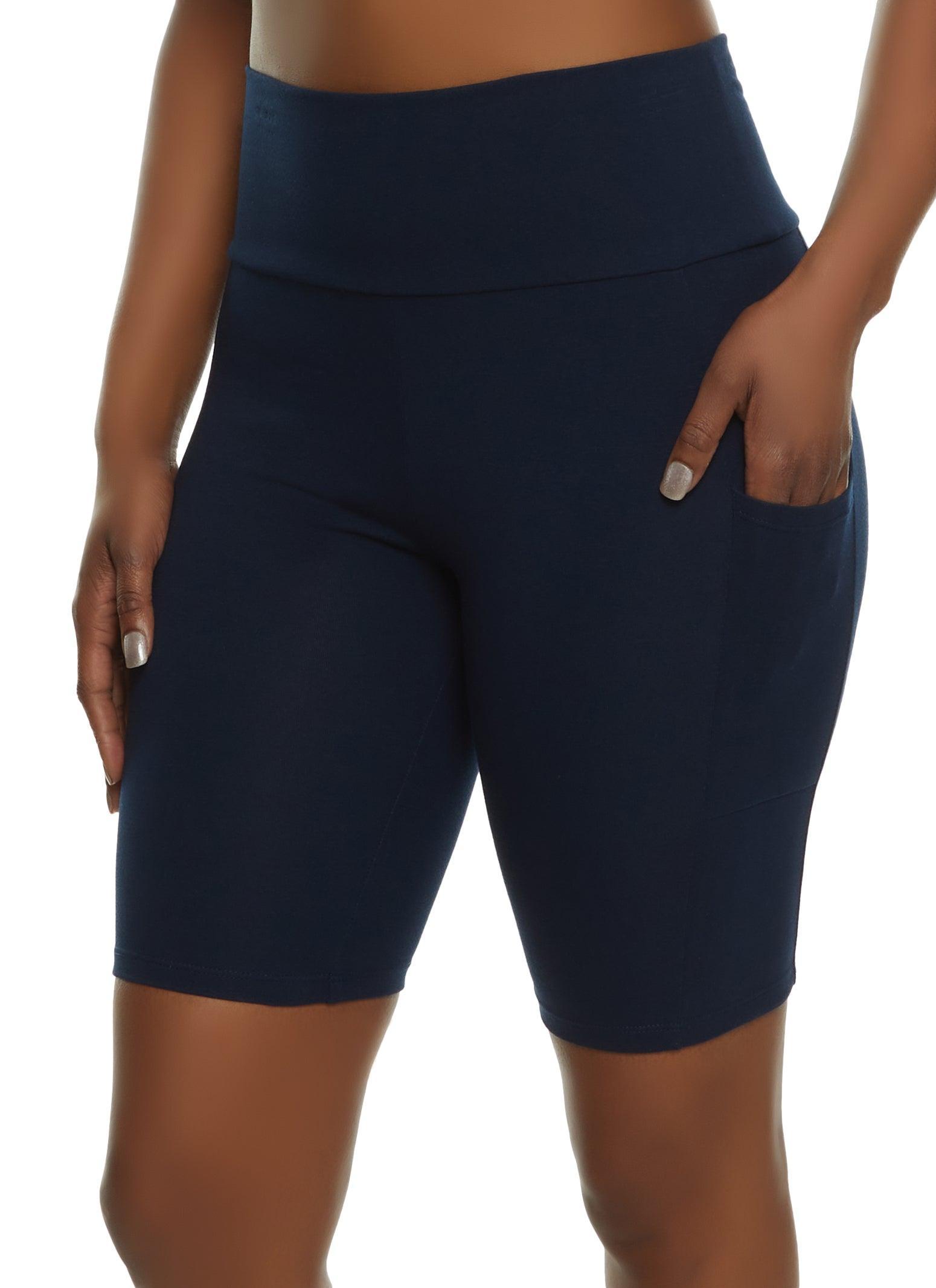 Womens High Waisted Side Pocket Biker Shorts Product Image