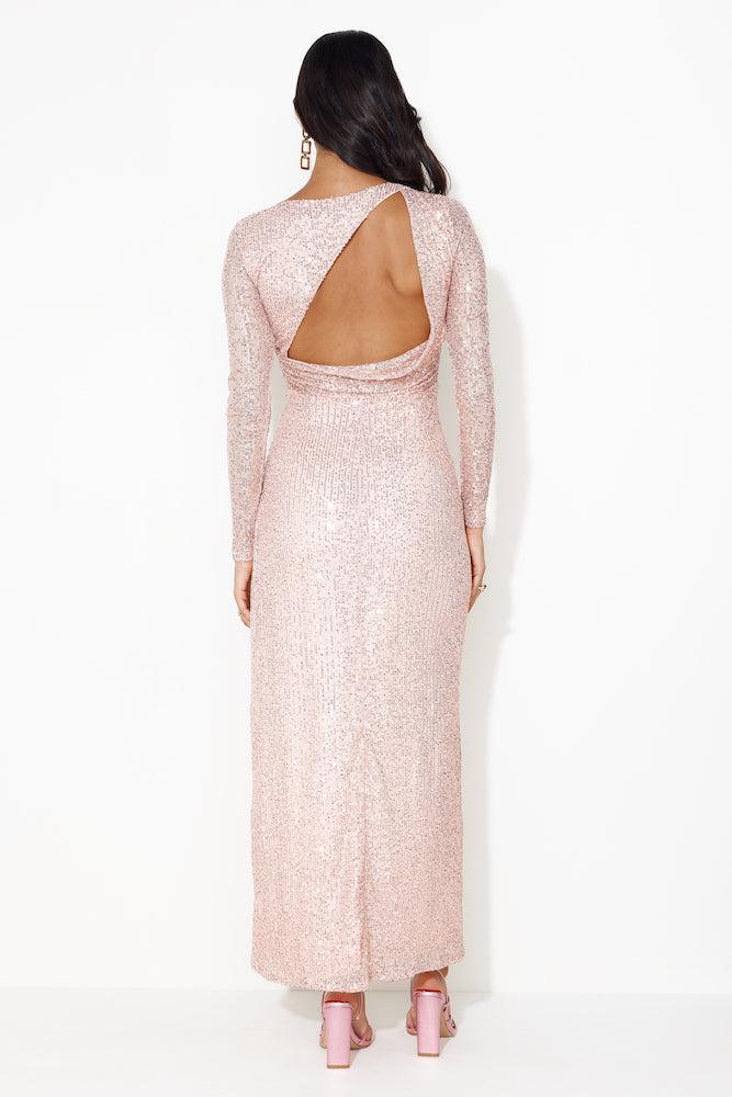 Star Of All Sequin Maxi Dress Rose Gold Product Image