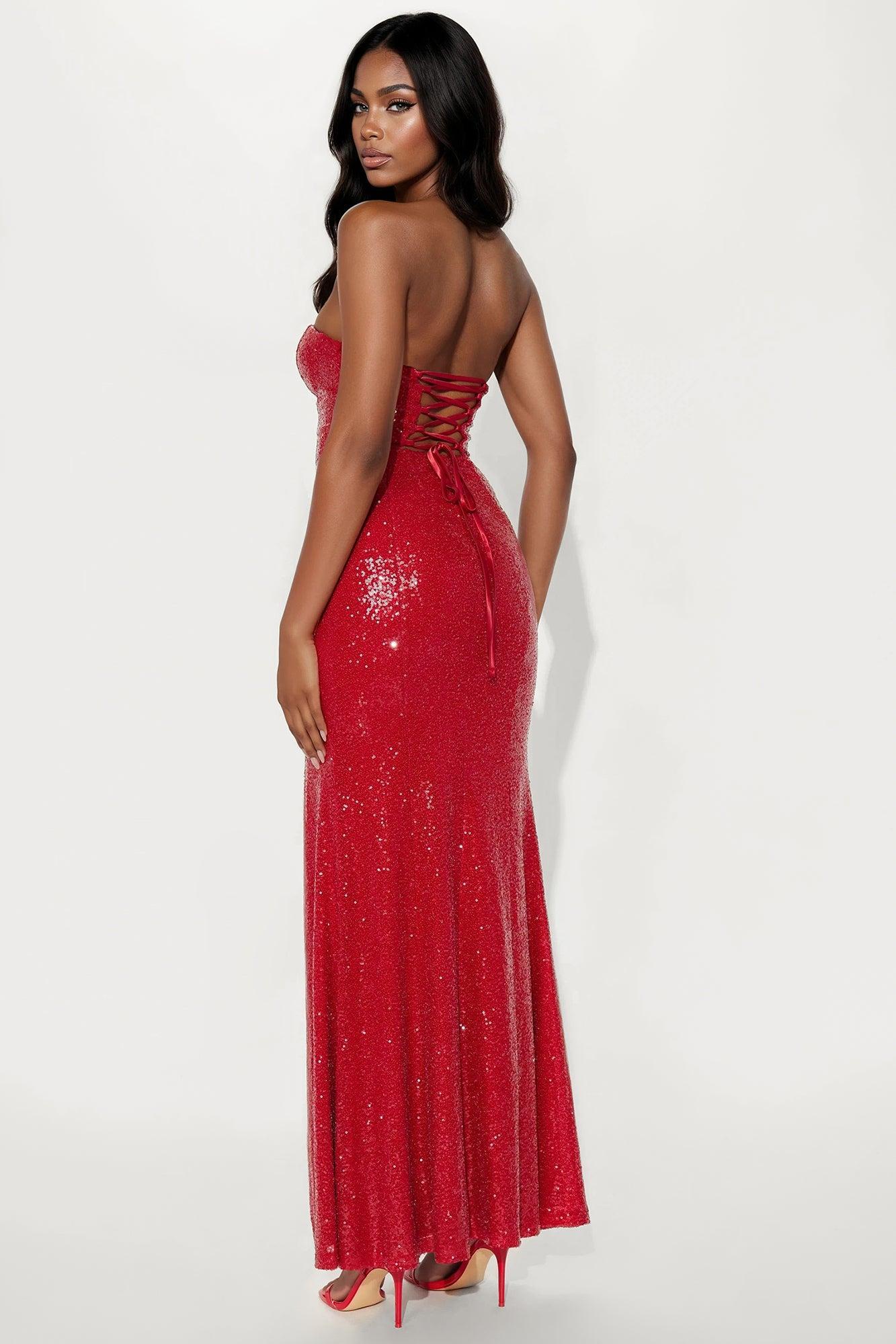 Elegant Affair Sequin Gown - Red Product Image