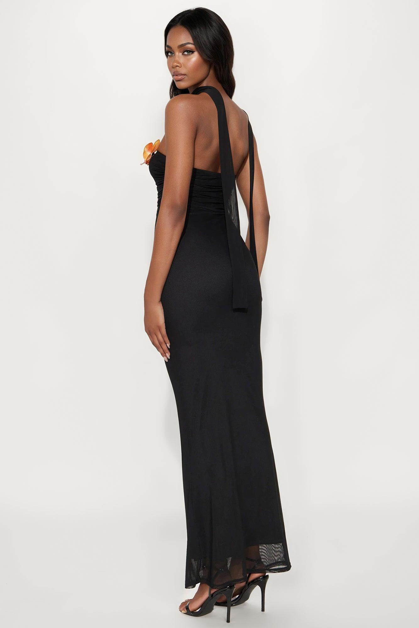 Rosa Mesh Strapless Maxi Dress - Black Female Product Image