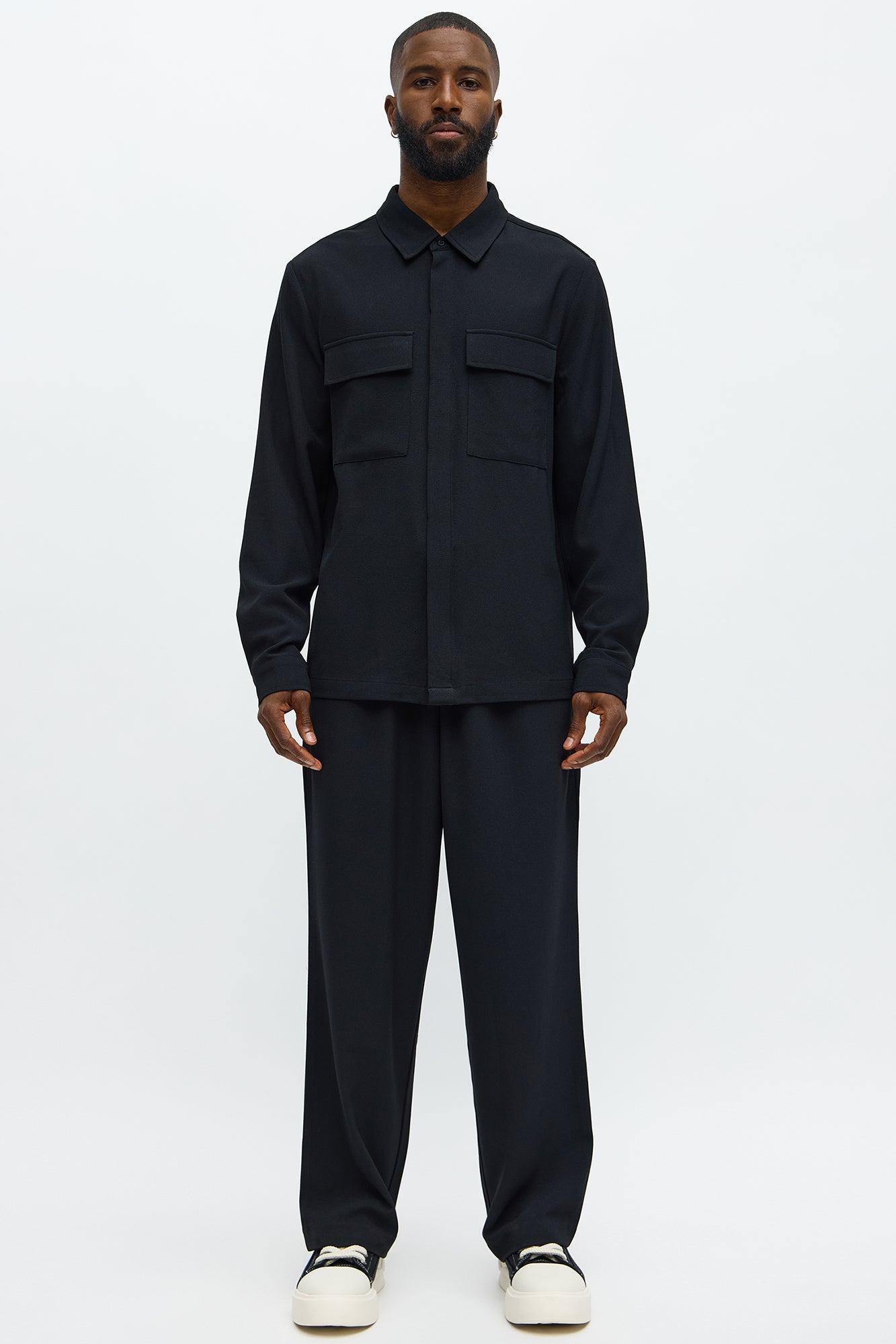 Golden Hour Long Sleeve Button Up Shirt - Black Product Image