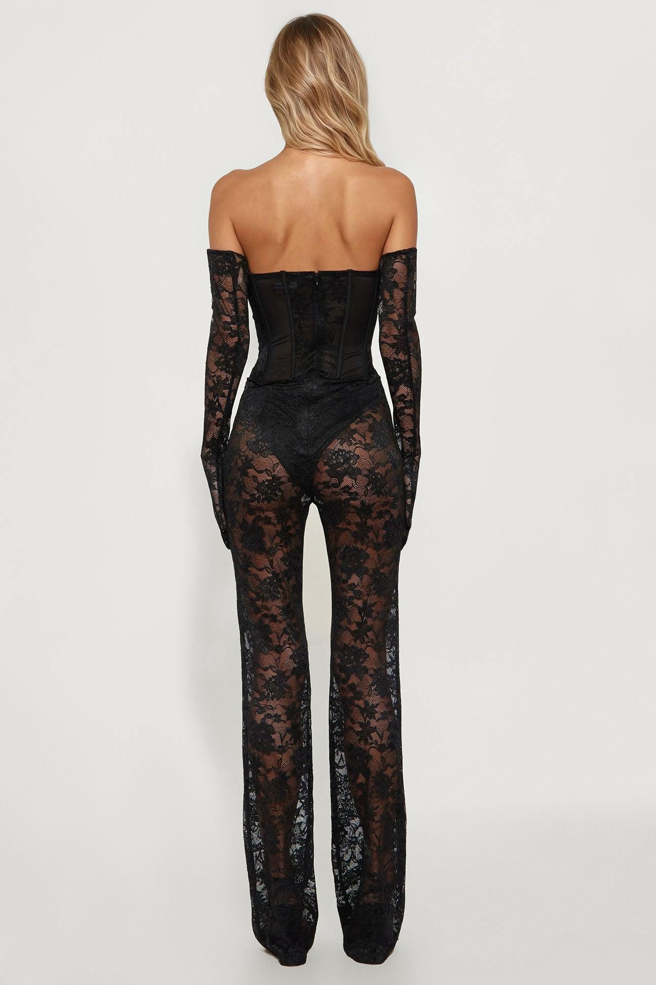 Fatima Lace Corset Jumpsuit Set - Black Female Product Image