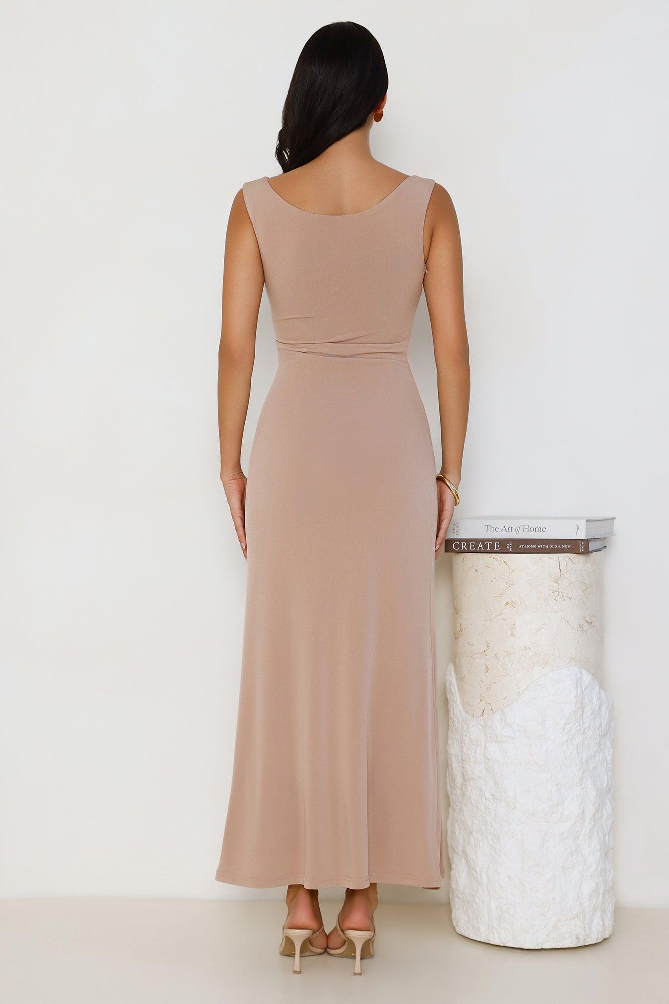 Iconic Aura Mesh Maxi Dress Beige Product Image