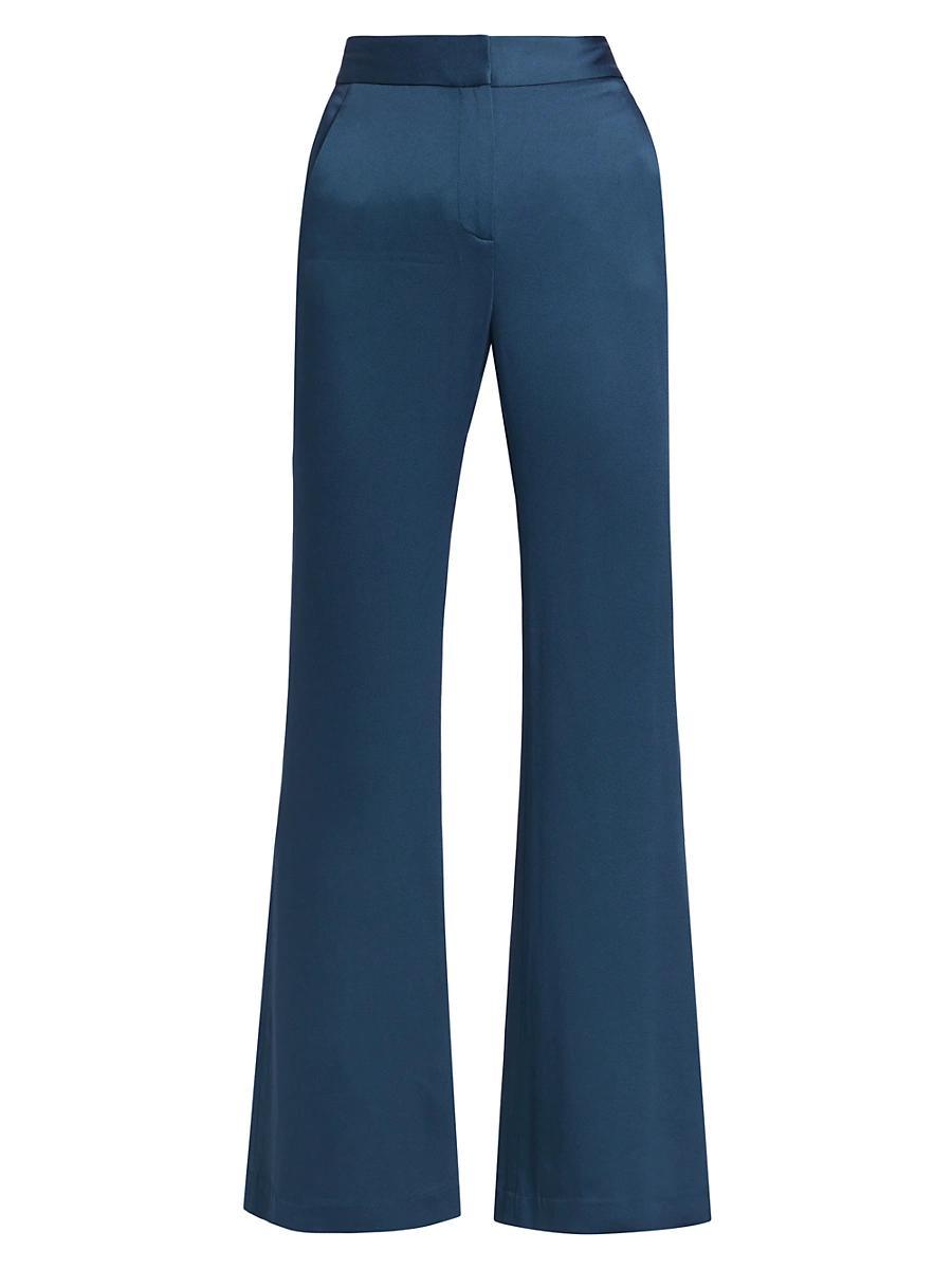Womens Lebone Satin High-Rise Flared Pants Product Image