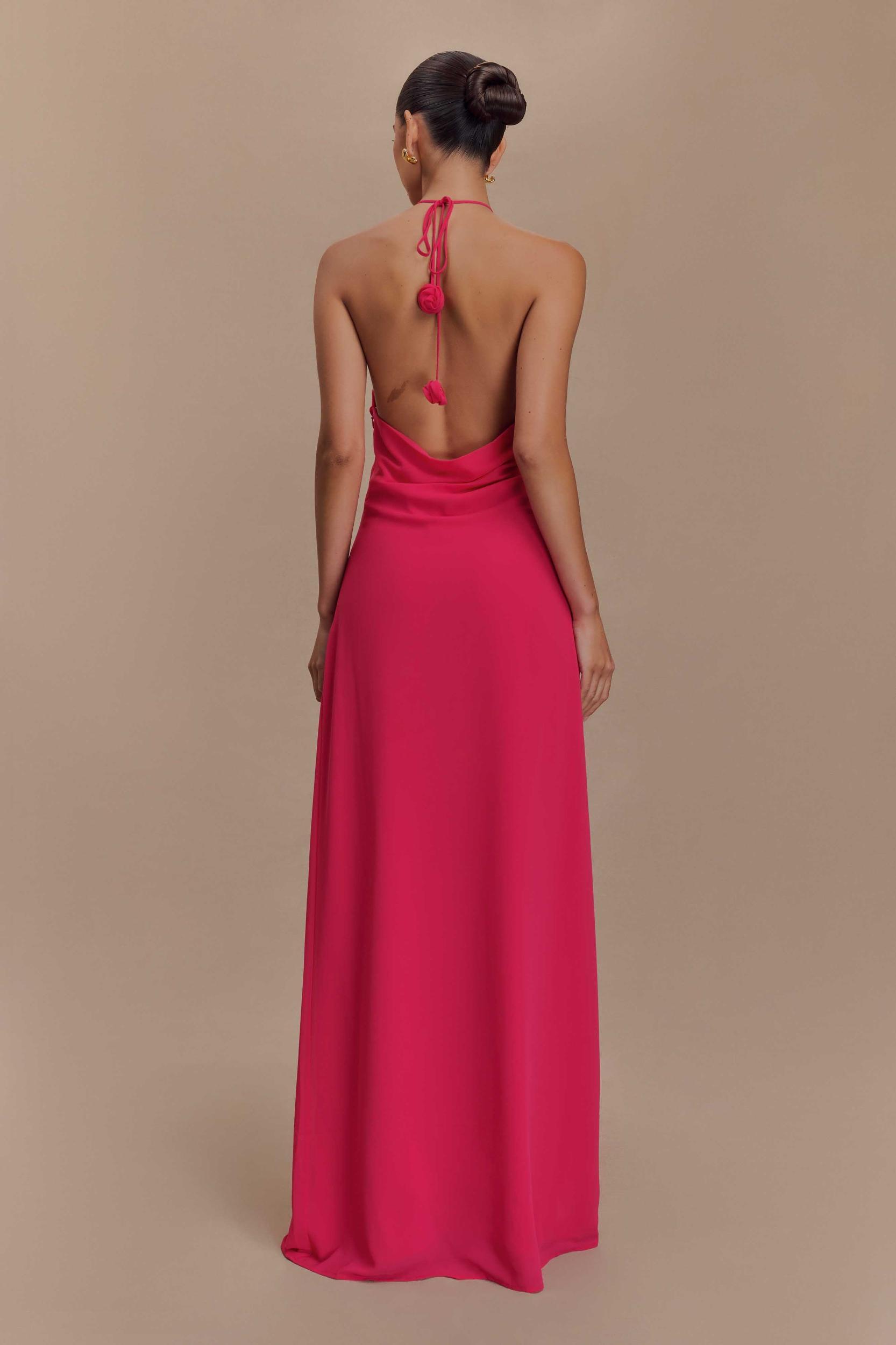 Rosalia Cowl Neck Maxi Dress - Raspberry Product Image