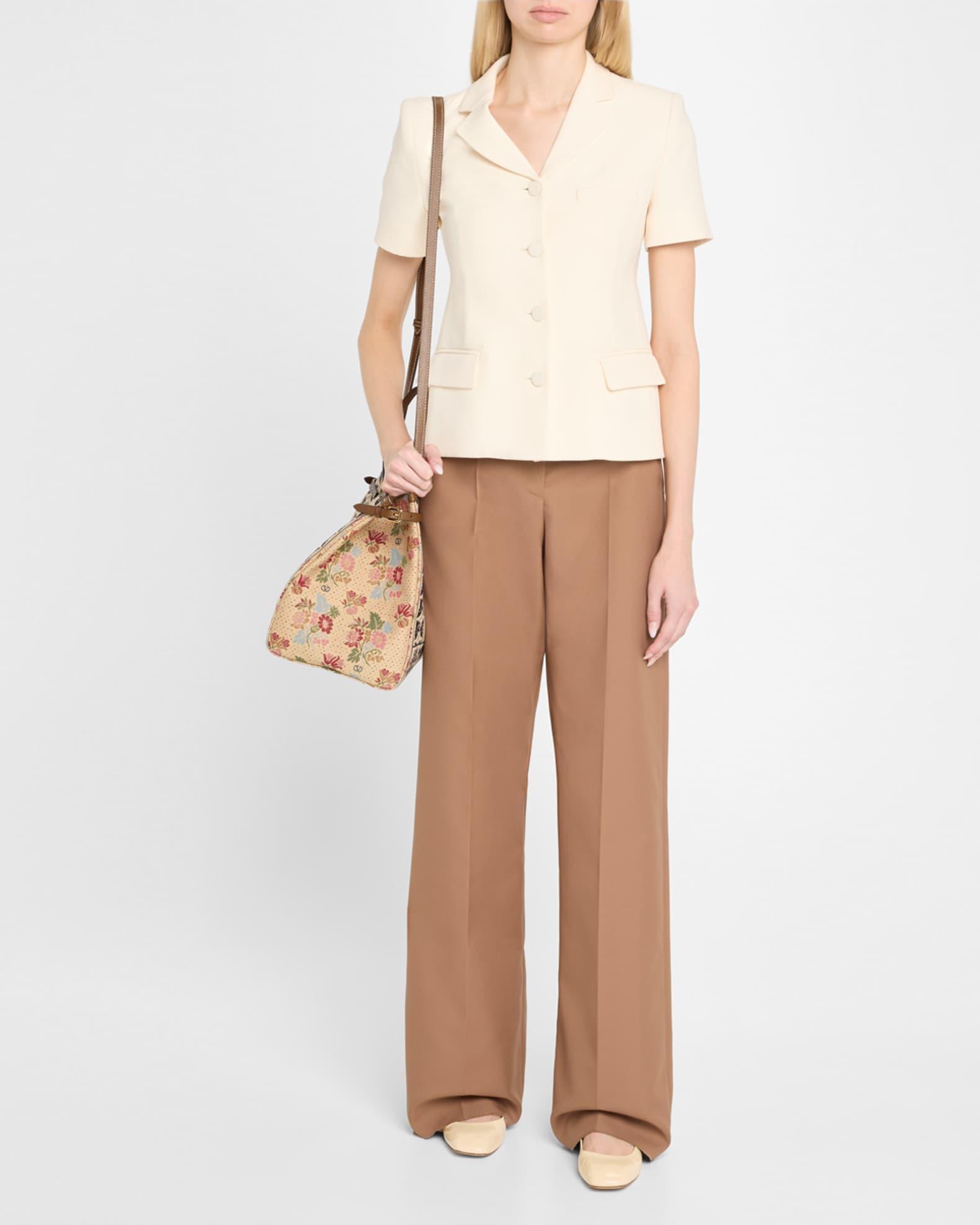 Antibes Medium Flower & Leaves Jacquard Tote Bag Product Image