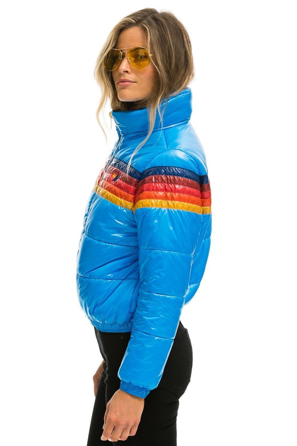 5 STRIPE LUXE APRES PUFFER JACKET - GLOSSY BLUE Female Product Image