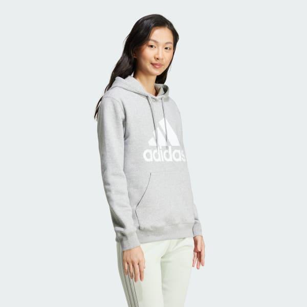 adidas Essentials Big Logo Regular Fleece Hoodie Sandy Pink XL Womens Product Image