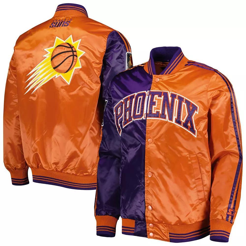 Men's Starter Purple/Orange Phoenix Suns Fast Break Satin Full-Snap Jacket, Size: Medium, Phx Purple Product Image