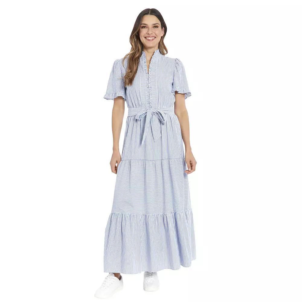 Womens London Times Ruffle Neck Tiered Maxi Dress Product Image