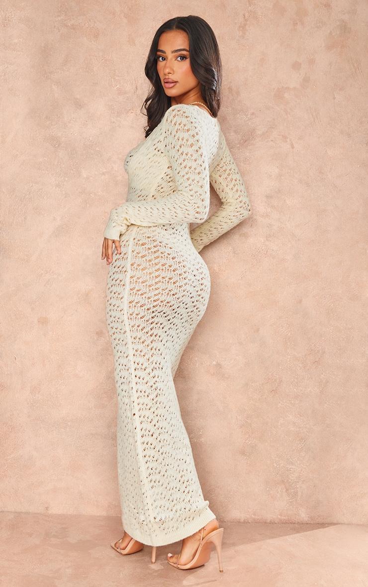 Petite Cream Knitted Open Front Maxi Dress Product Image
