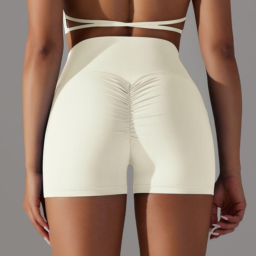 Mid Rise Plain Yoga Shorts Product Image