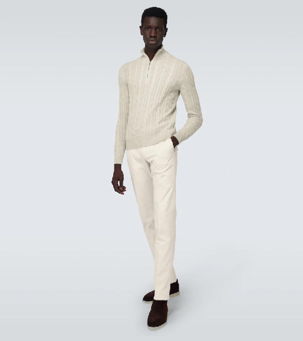 LORO PIANA Mezzocollo Treccia Cashmere Sweater In Beige Product Image
