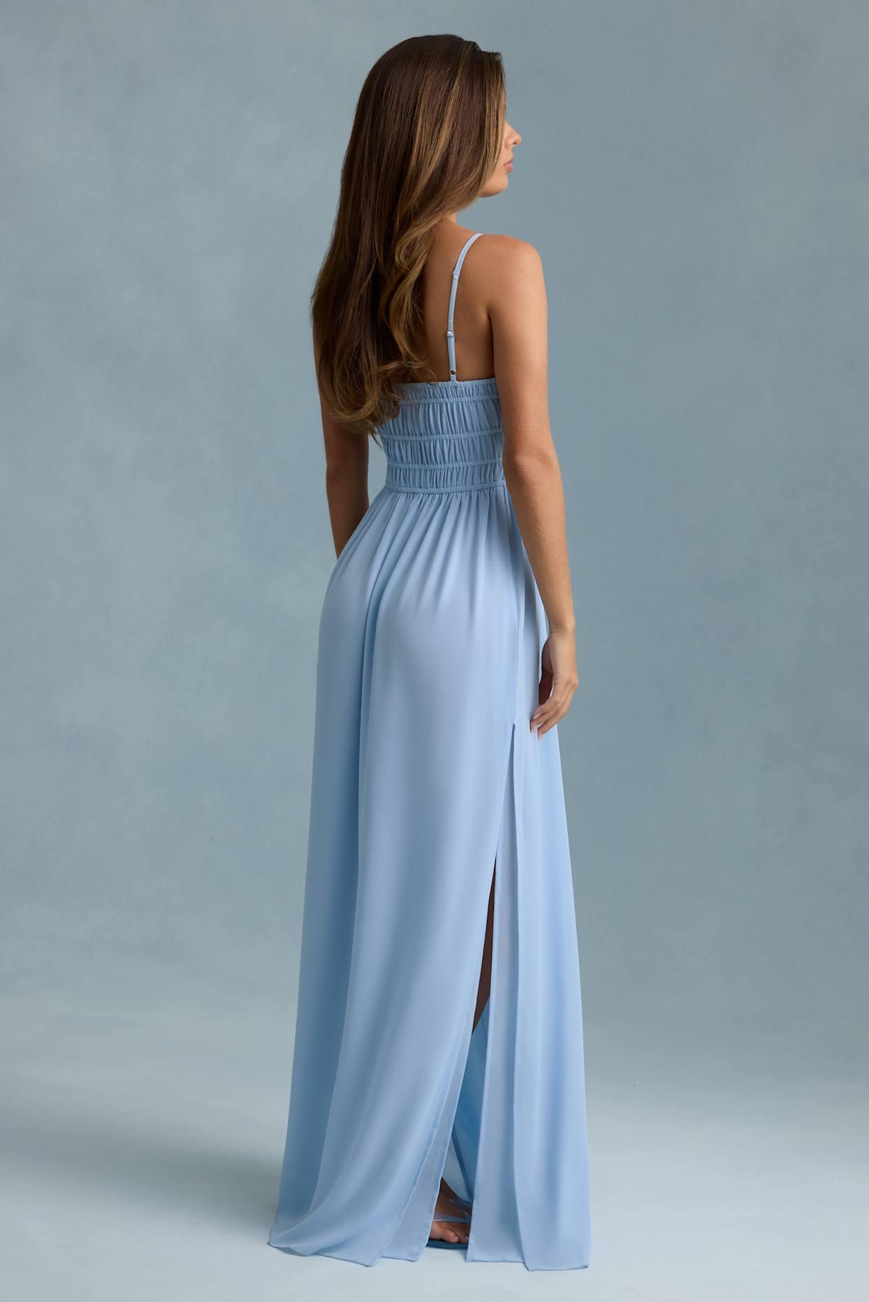 Shirred Camisole Maxi Dress in Sky Blue Product Image