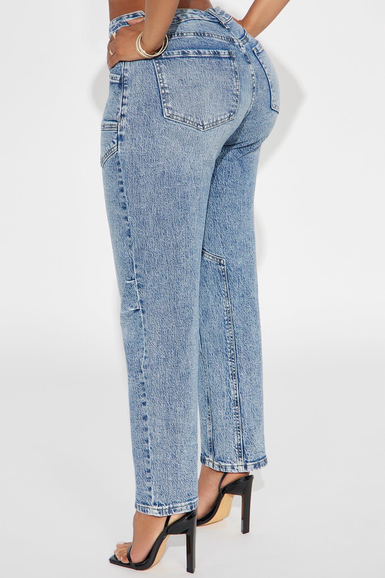 Ex Boyfriend Utility Straight Leg Ankle Jeans - Medium Wash Female Product Image