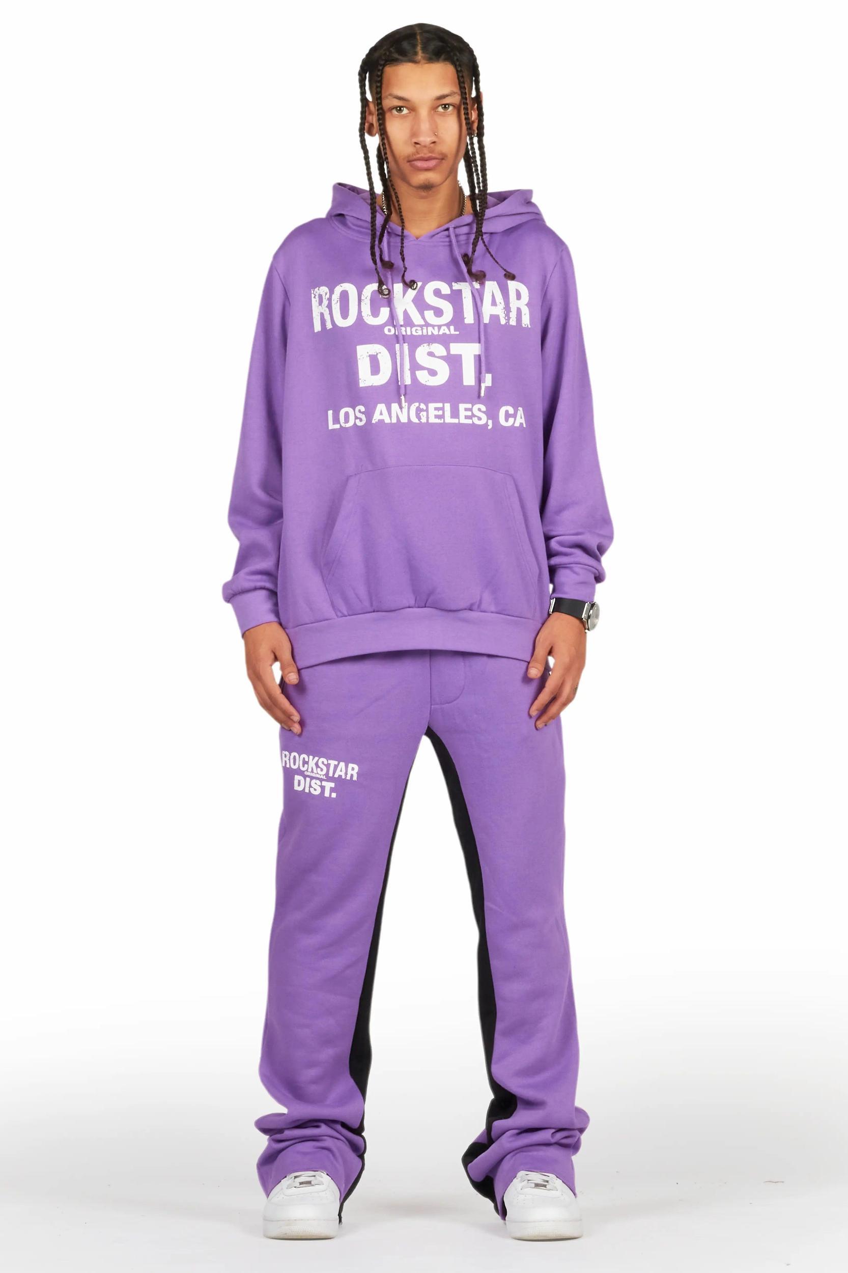 Lake Purple Hoodie/Baggy Track Pant Set Male Product Image