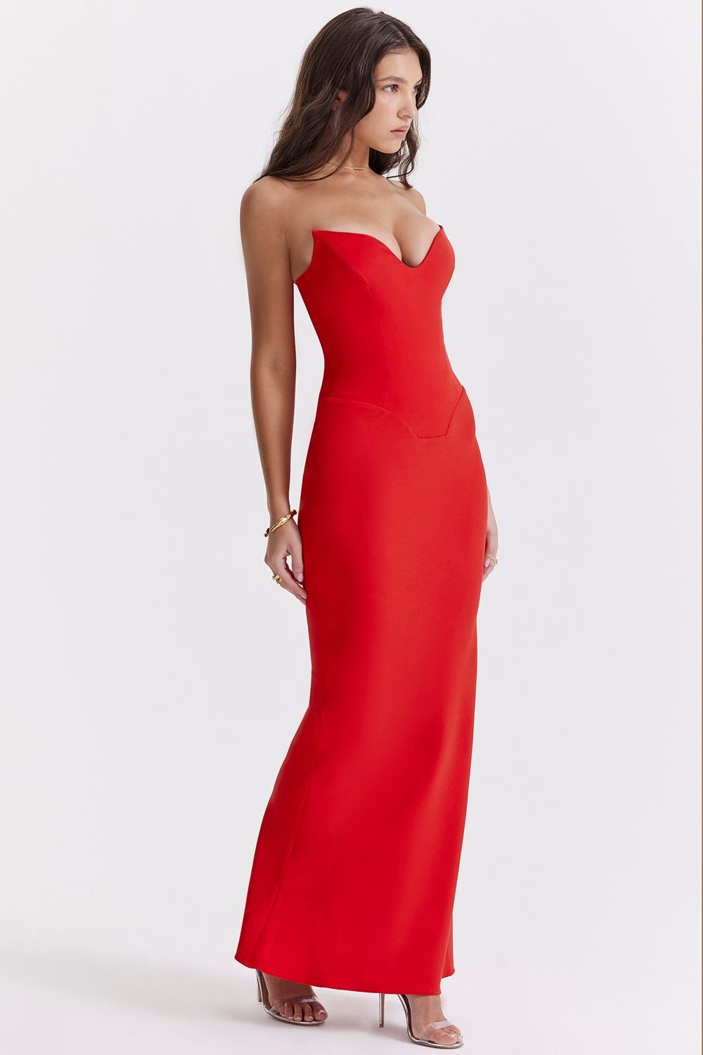 Tamara Cherry Strapless Corset Dress Product Image
