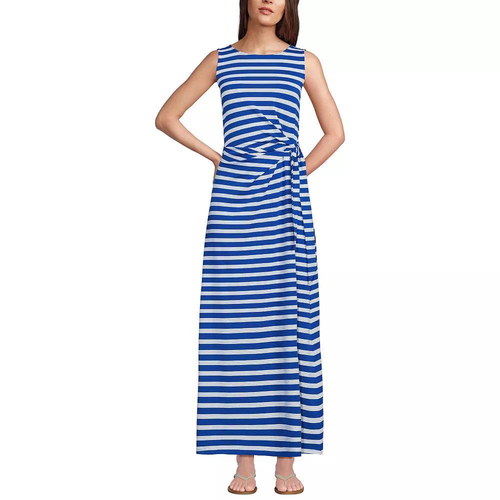 Women's Lands' End Cotton Modal Sleeveless Tie Waist Maxi Dress, Size: XS, Black Product Image