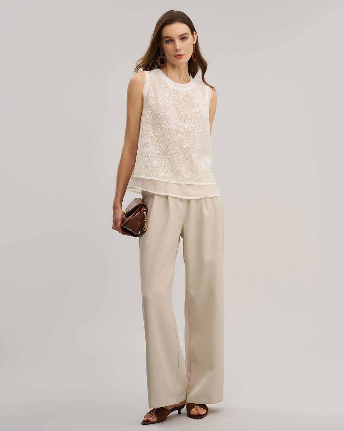 Apricot Ruched Straight Pants Product Image