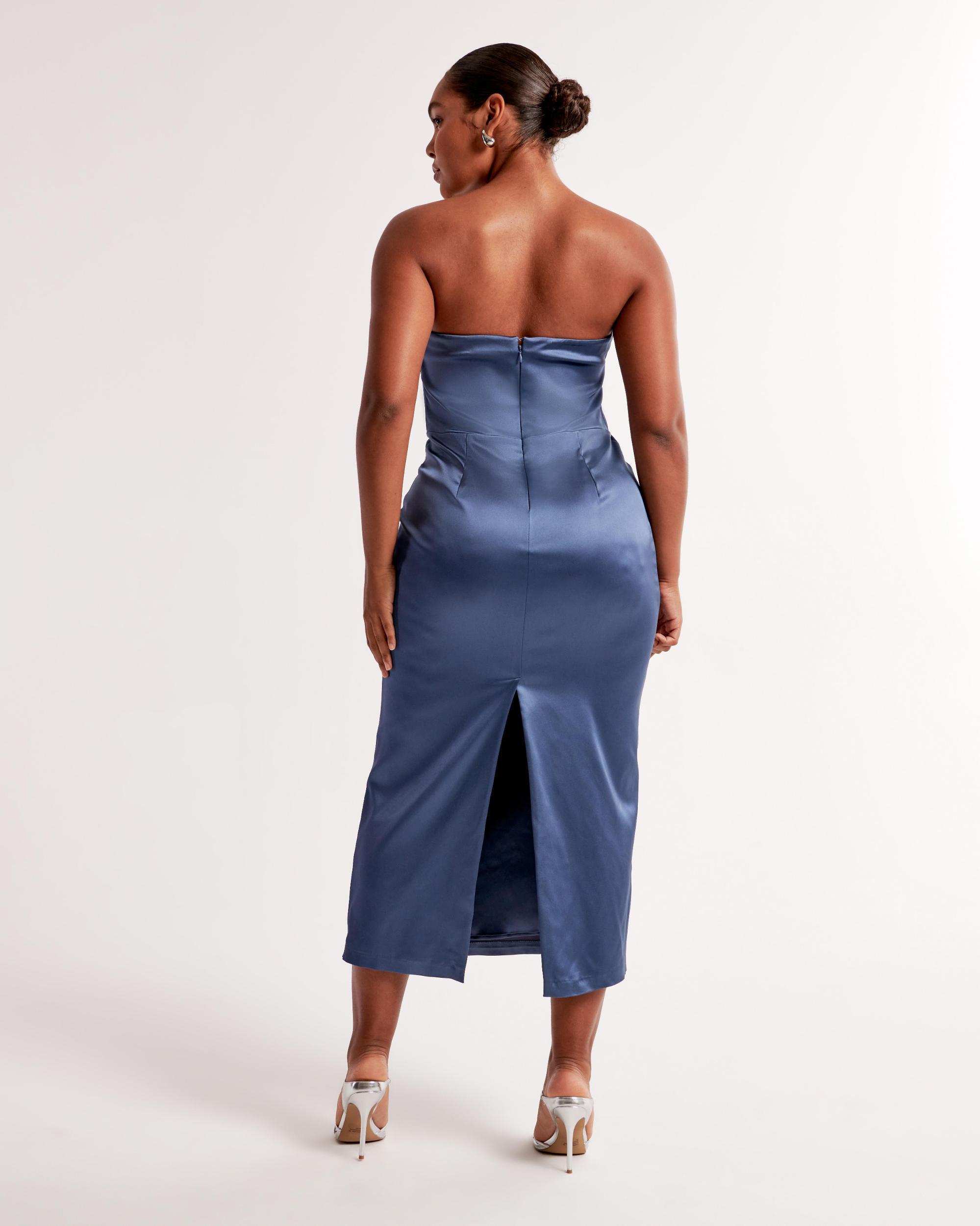 Stretch Satin Strapless Maxi Dress Product Image