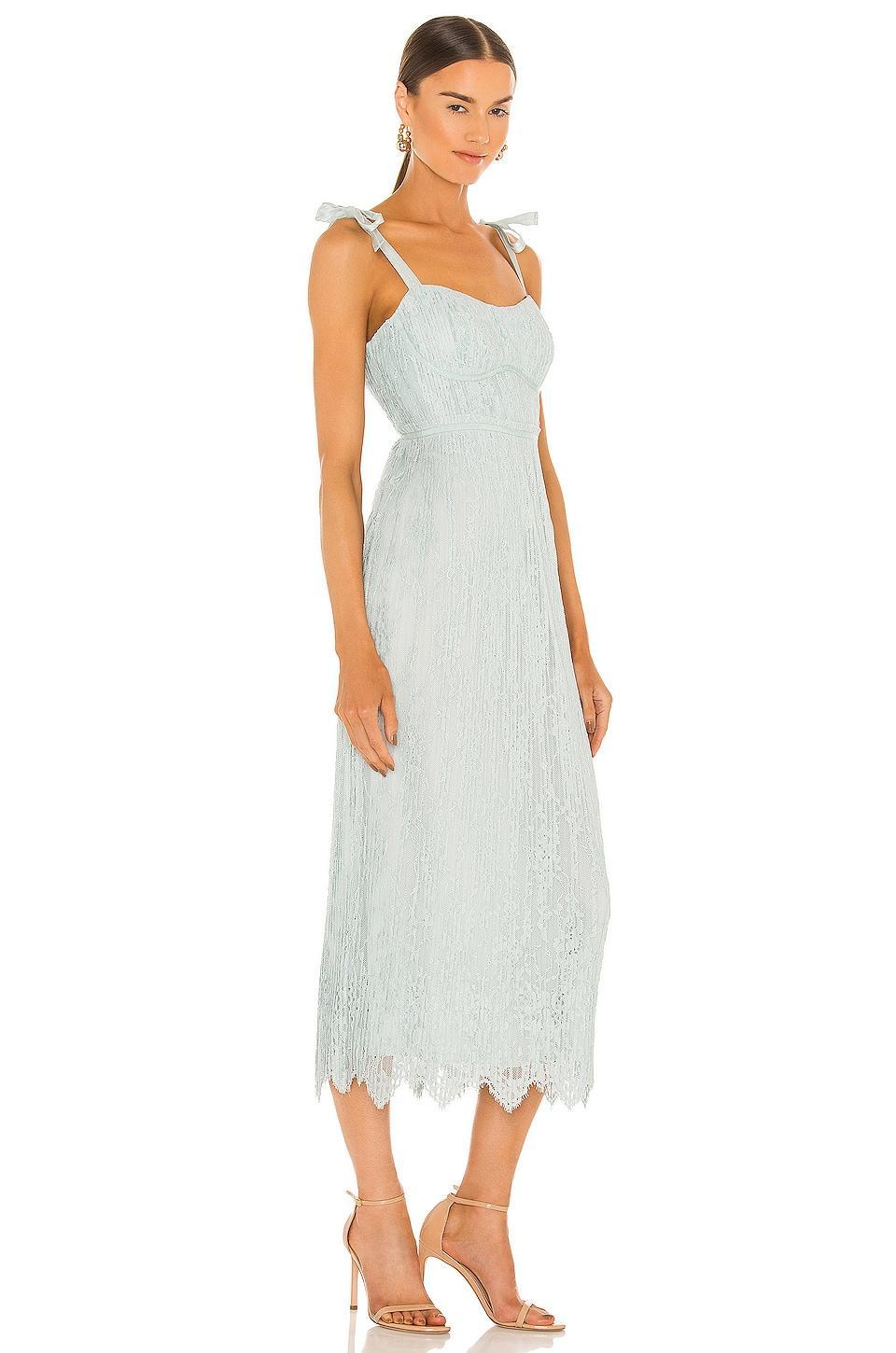 Bonnie Silk Lace Plisse Strapless Bustier Midi Dress Product Image