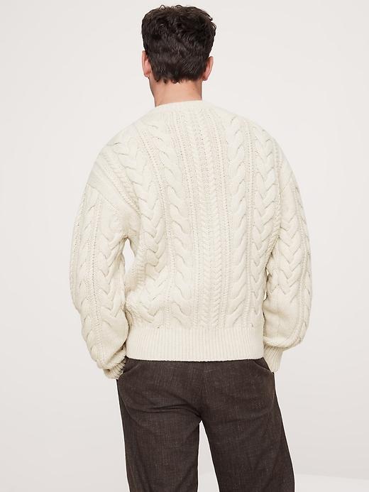 Italian Merino-Blend Cable-Knit Sweater Product Image