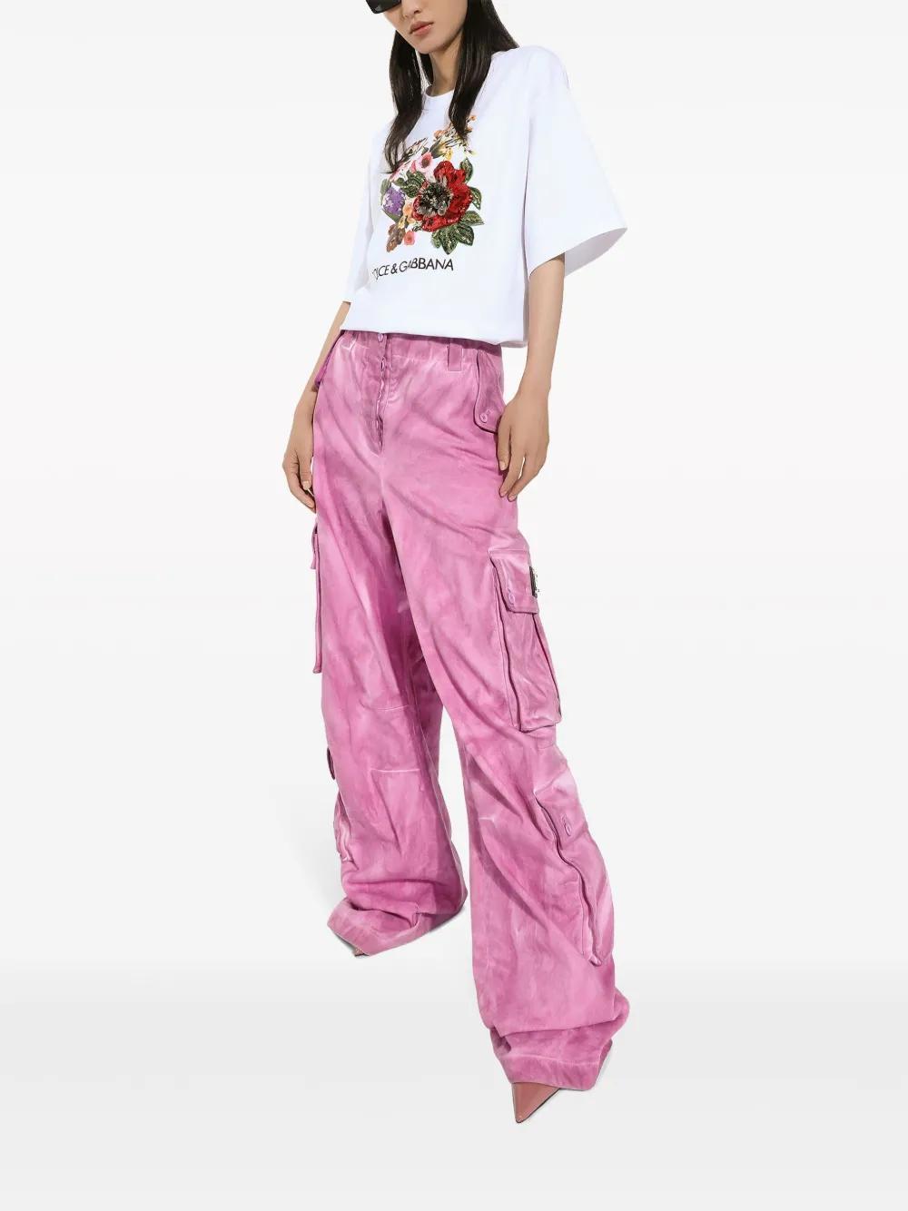 floral-print cotton-blend T-shirt  Product Image