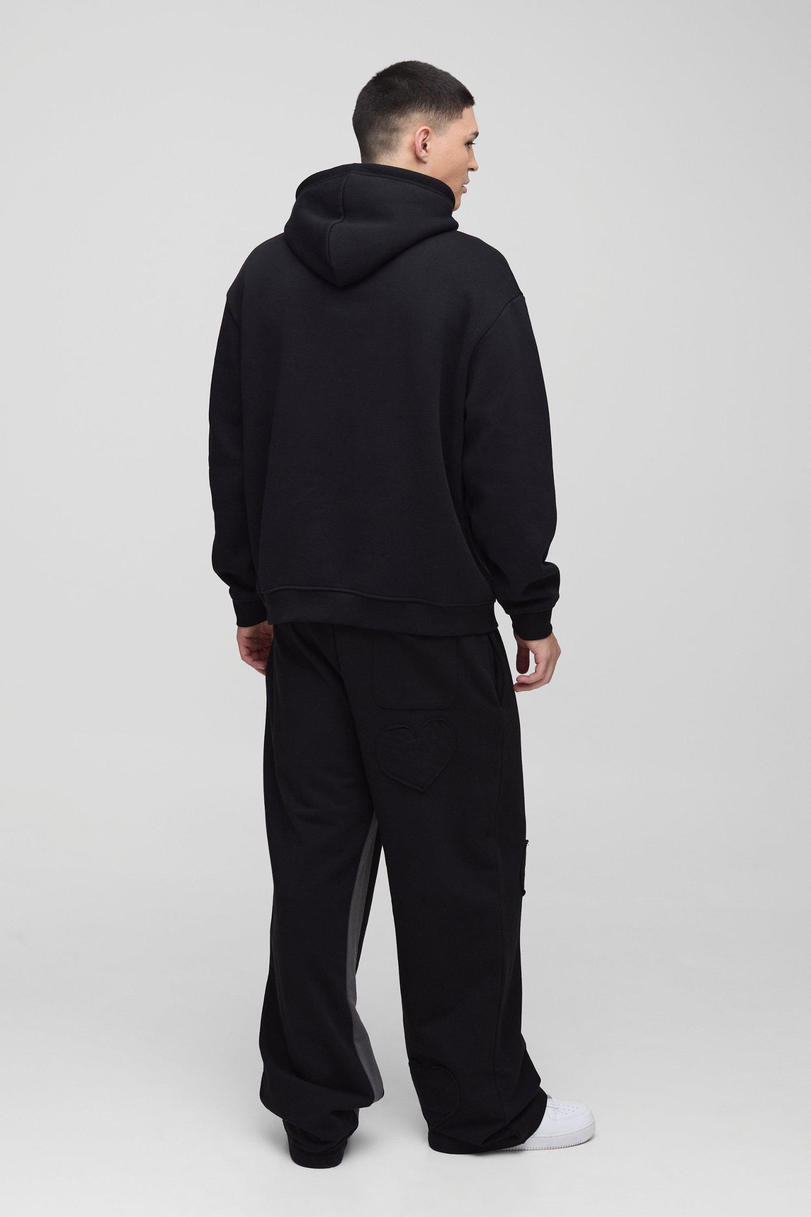 Wide Leg Heart Applique Sweatpants | boohooMAN USA Product Image