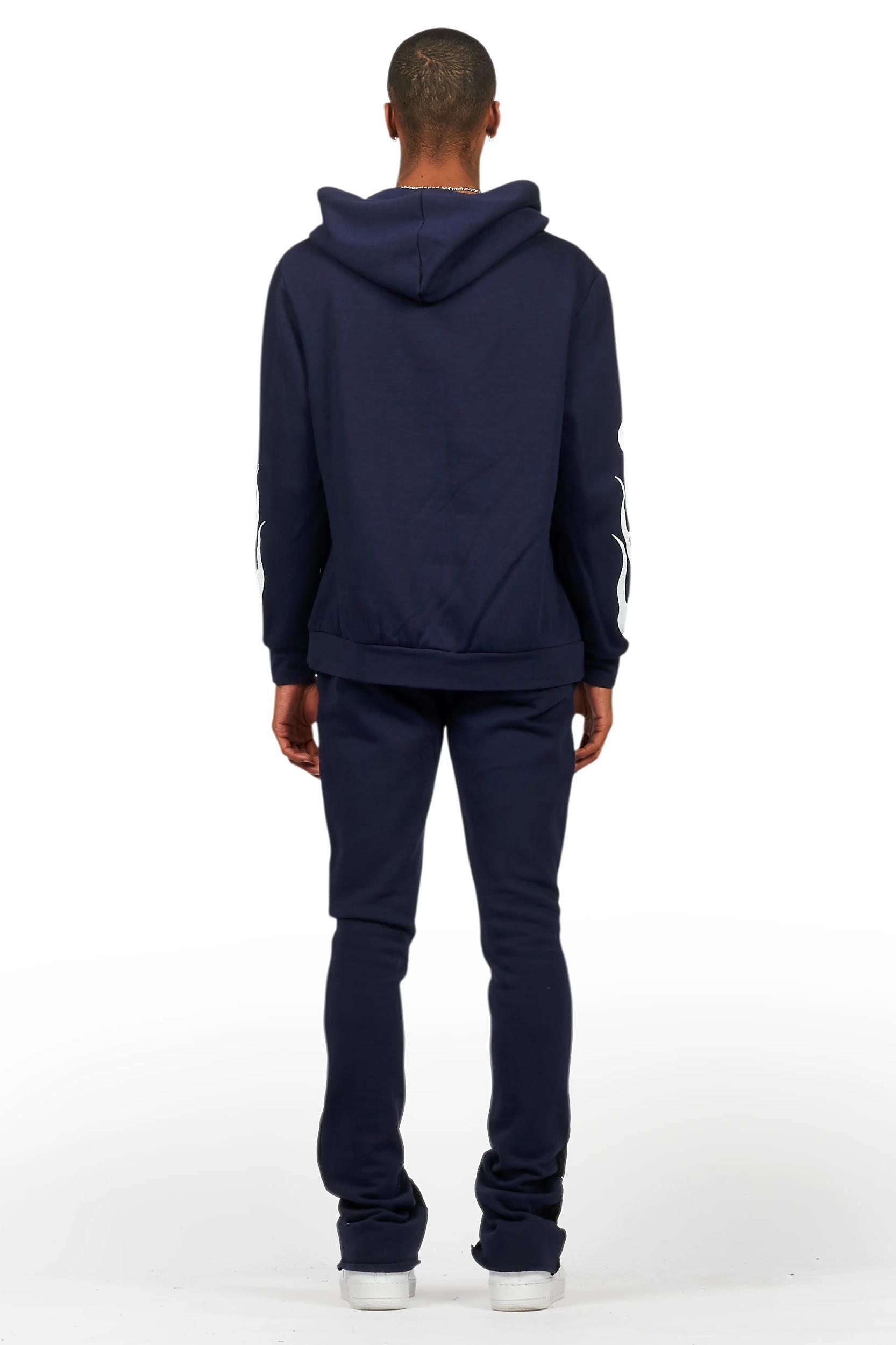 Damir Navy Hoodie/Stacked Flare Track Pant Set Male Product Image