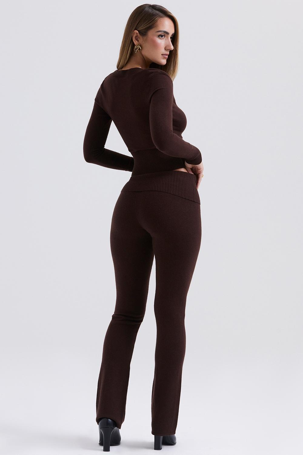 Ama Chocolate Cashmere Blend Trousers Product Image