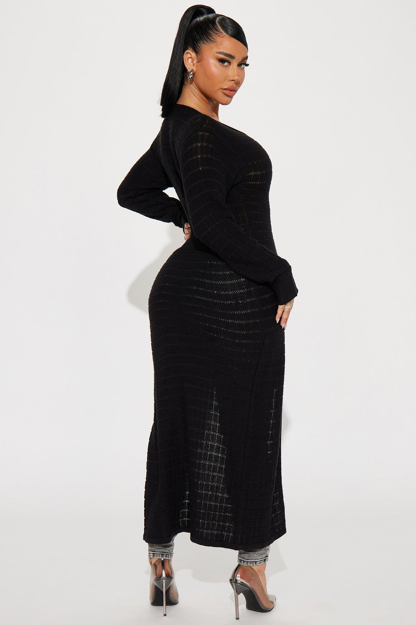 The Brightside Maxi Sweater Top - Black Product Image