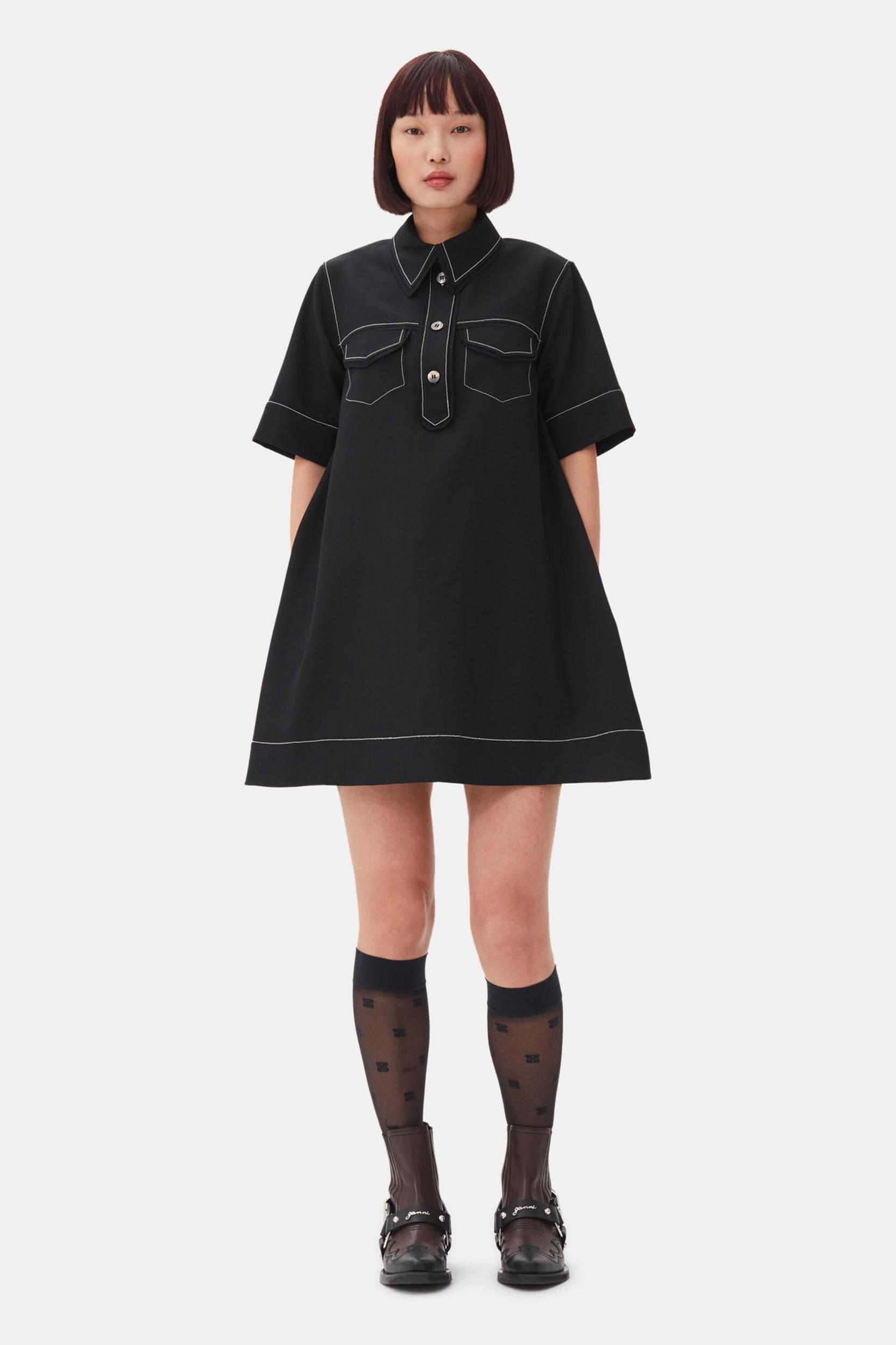 Black Crepe Mini Dress Product Image