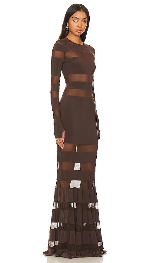 Norma Kamali Spliced Dress Fishtail Gown in Brown Product Image