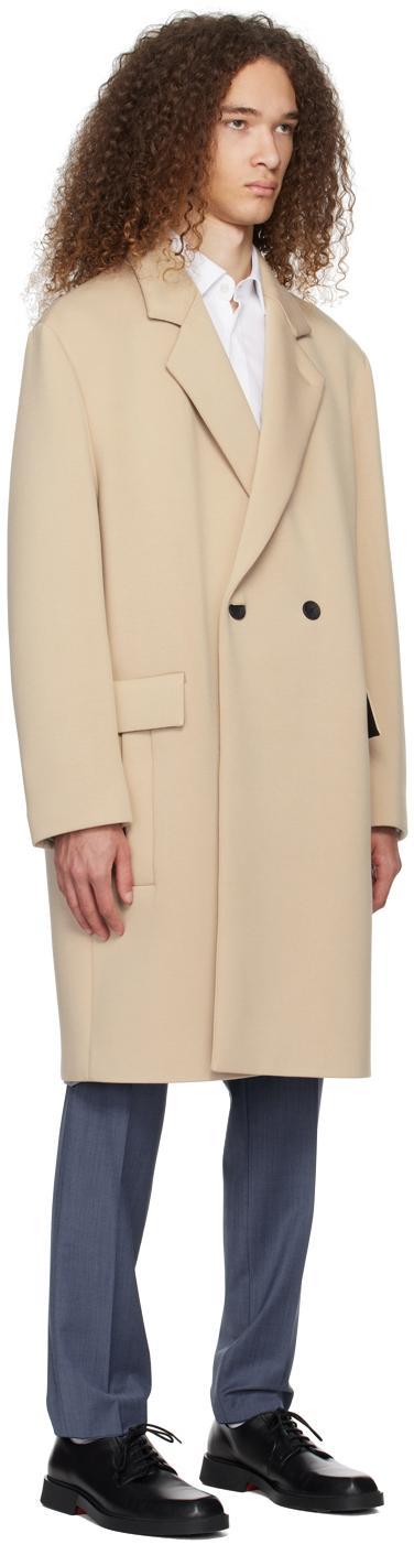 HUGO BOSS Beige Double-breasted Coat In Medium Beige 267 Product Image