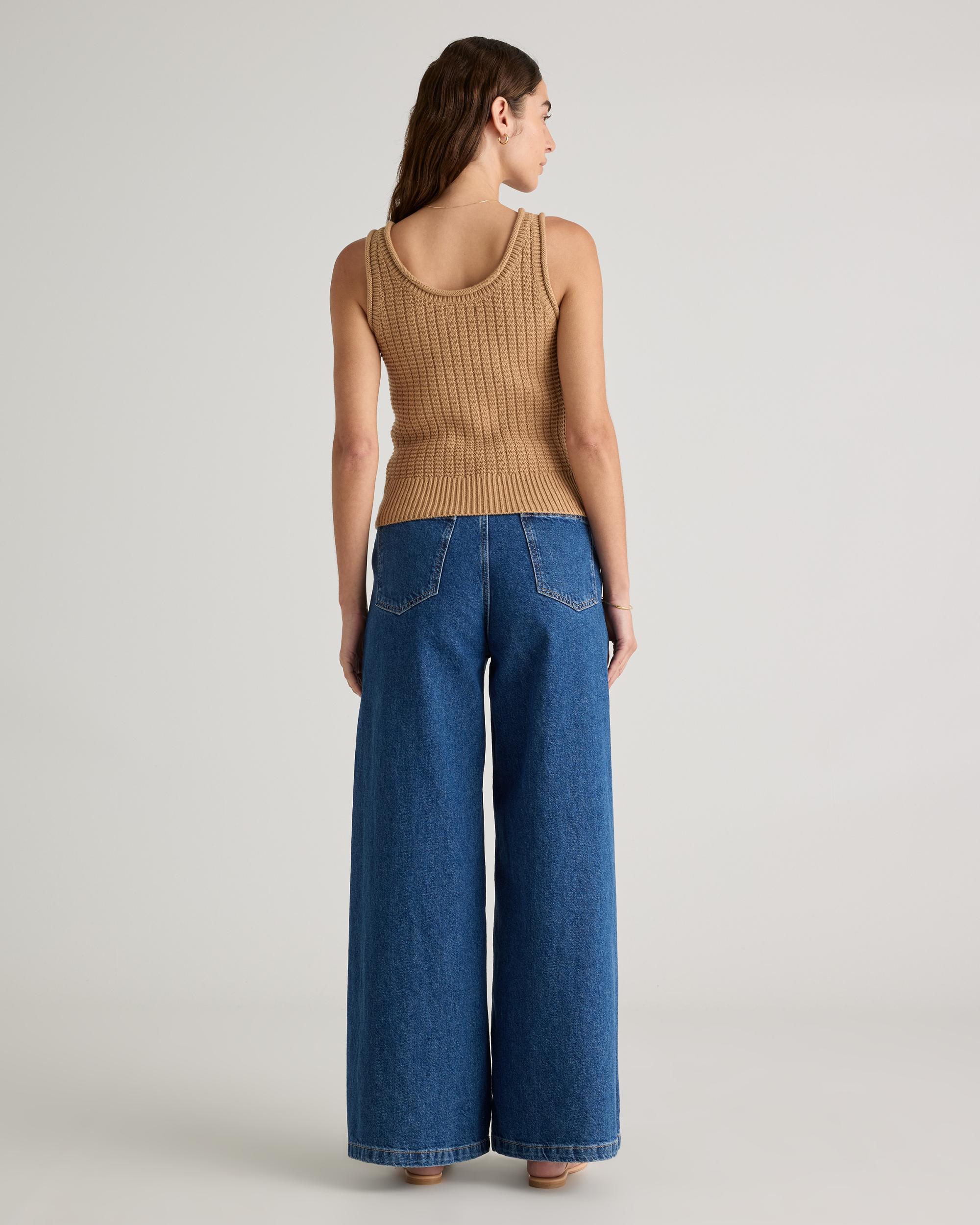Quince | Women's Waffle Cropped Sweater Tank Top Size XS, Organic Cotton Product Image