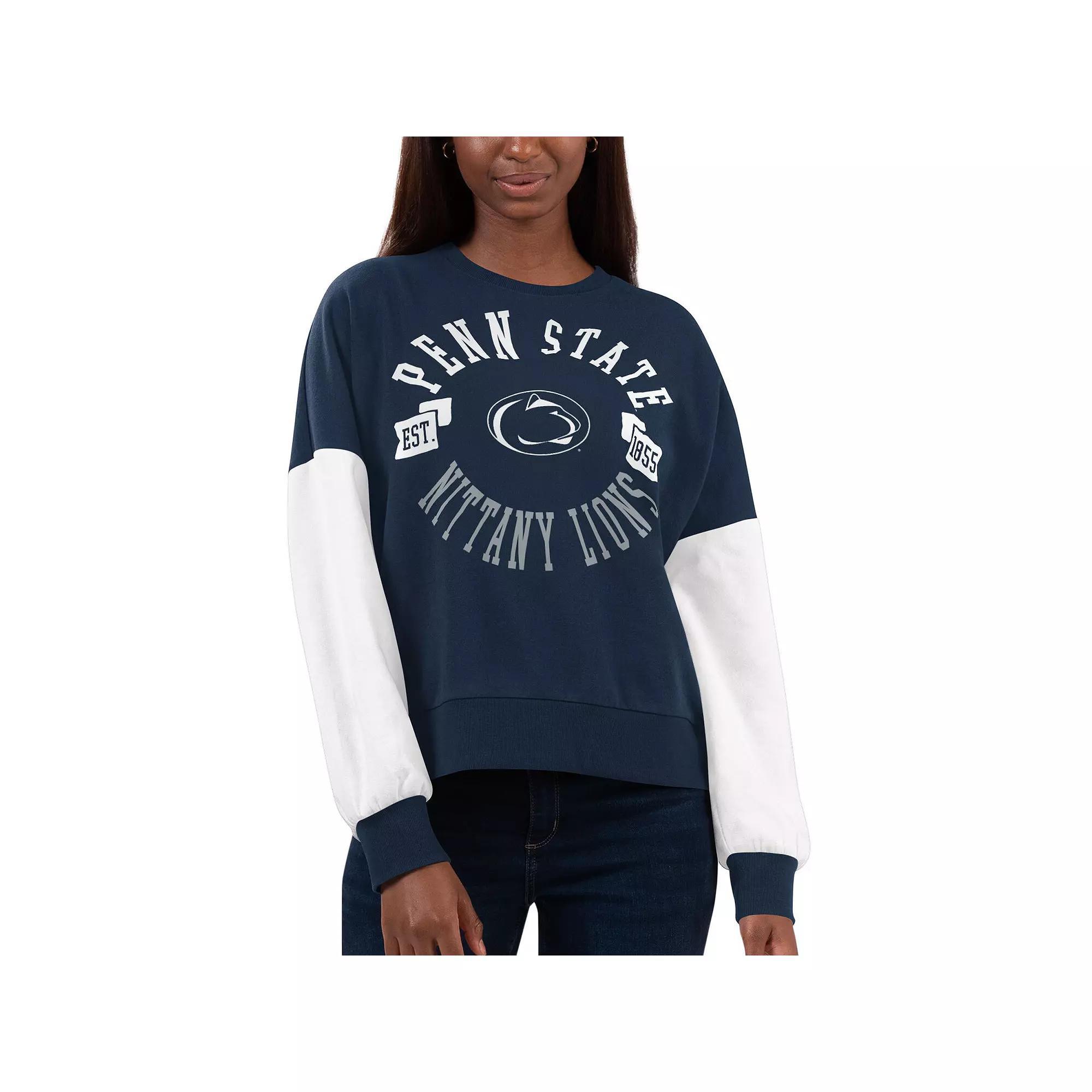 Women's G-III 4Her by Carl Banks Navy/White Penn State Nittany Lions Team Pride Colorblock Pullover Sweatshirt, Size: Medium, Blue Product Image