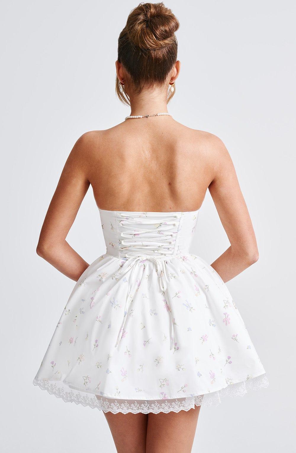 Evie Mini Dress - White Multi Floral Print Product Image