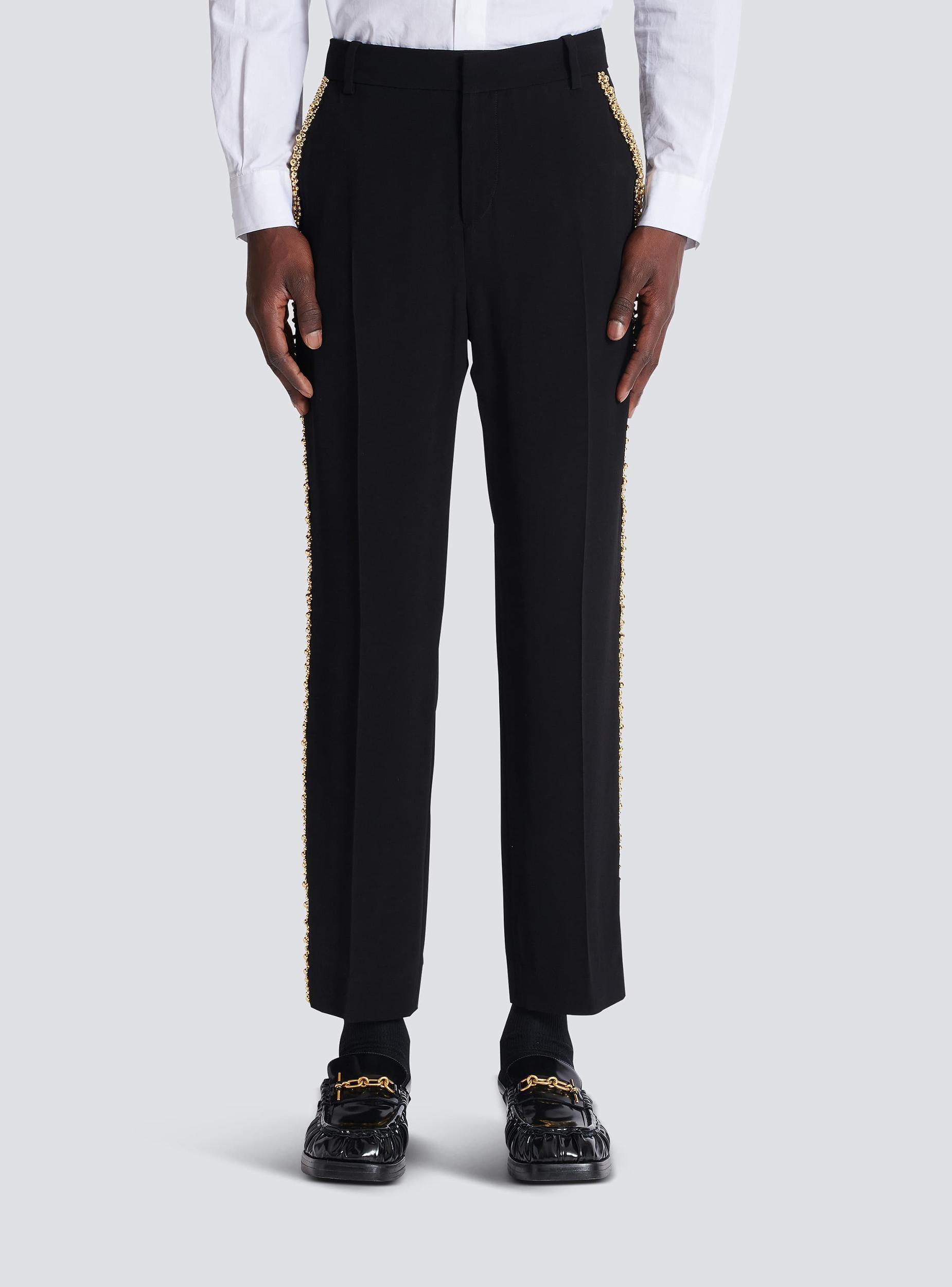 Embroidered crepe straight-leg tailored trousers Product Image