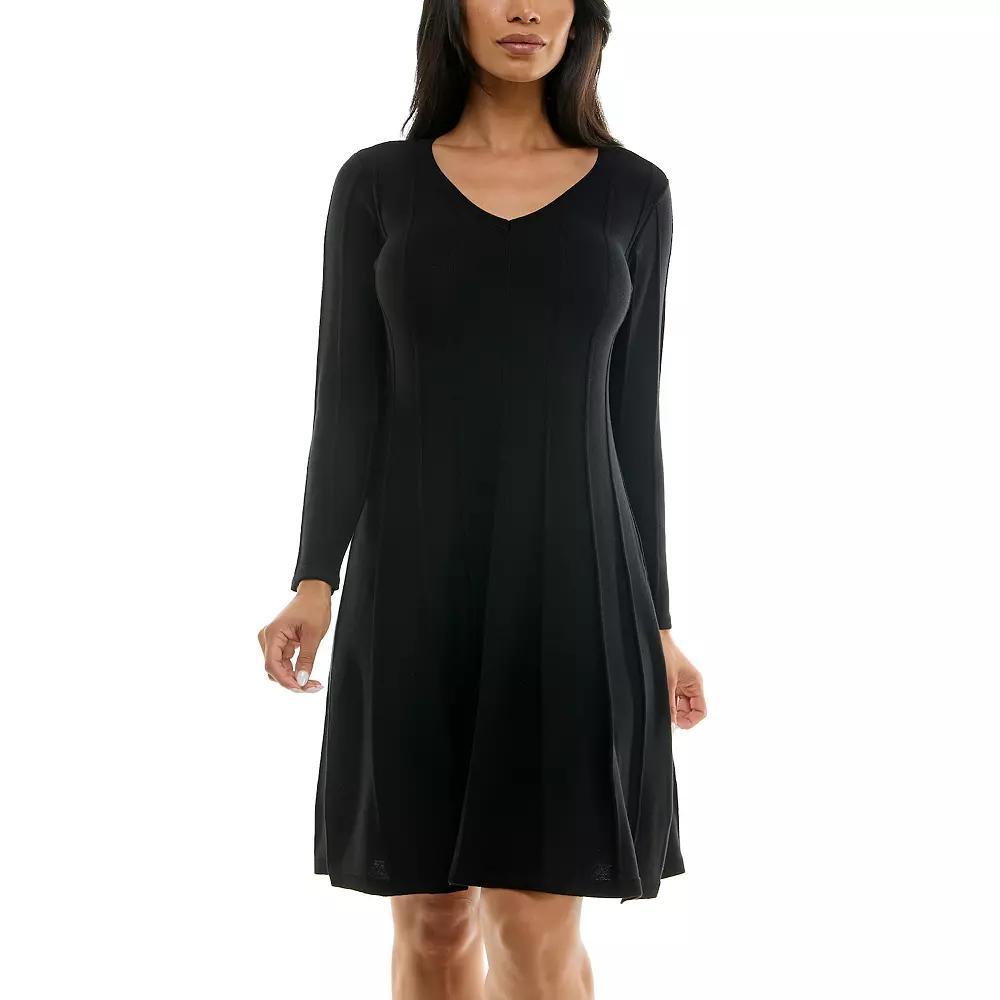 Women's Nina Leonard A-Line Sweater Dress, Size: Small, Black Plum Product Image