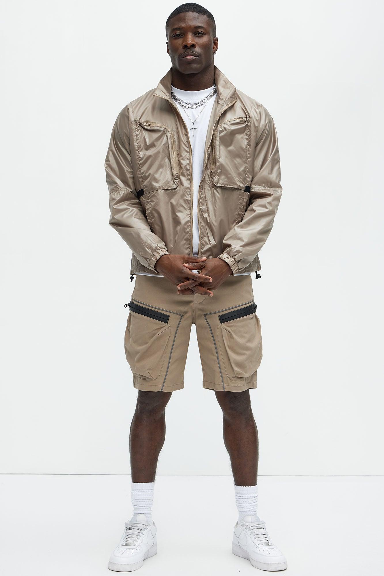 Winston Zip-Up Nylon Jacket - Khaki Product Image