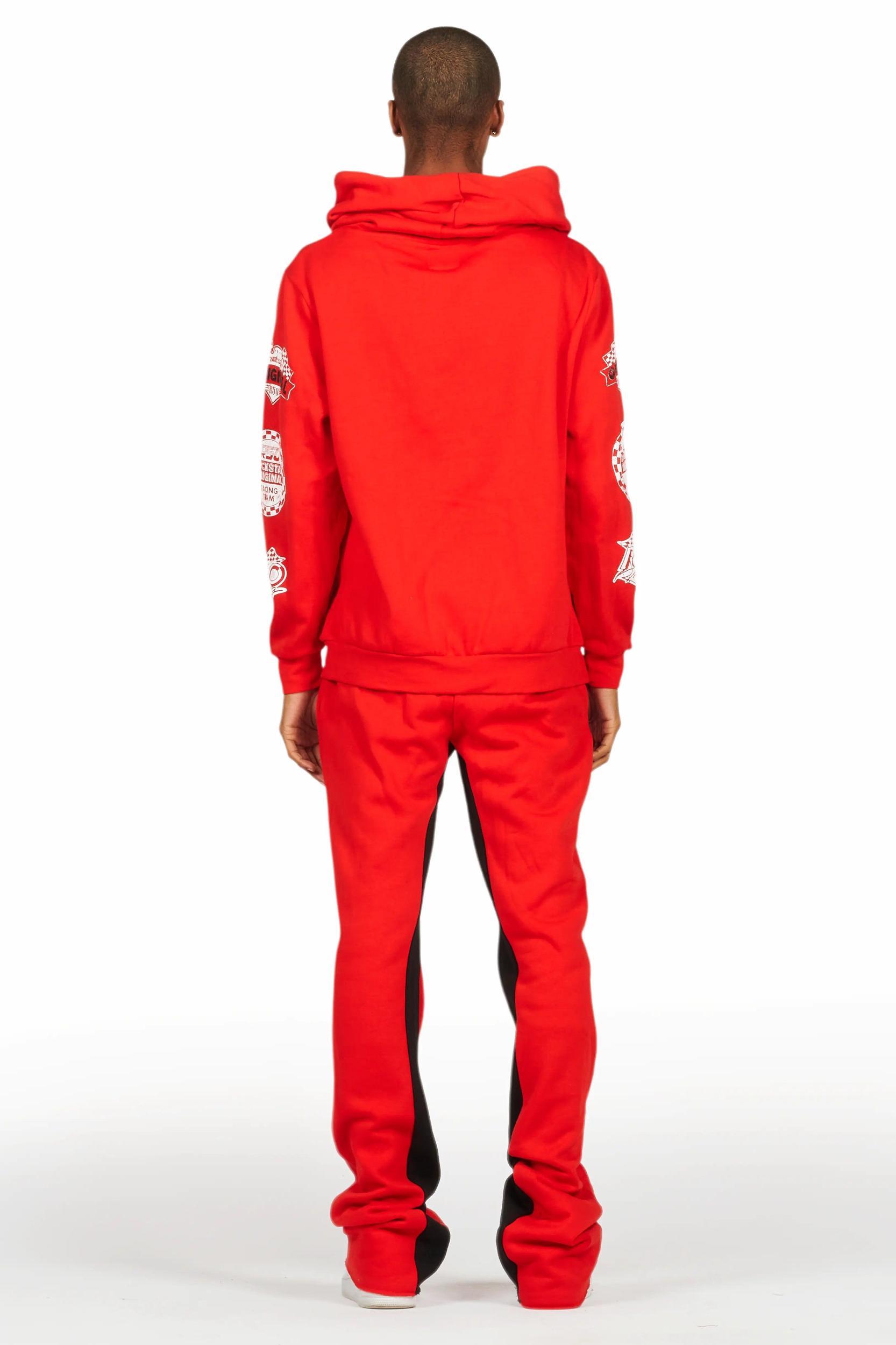 Racing Grung Red Hoodie/Baggy Track Pant Set Male Product Image