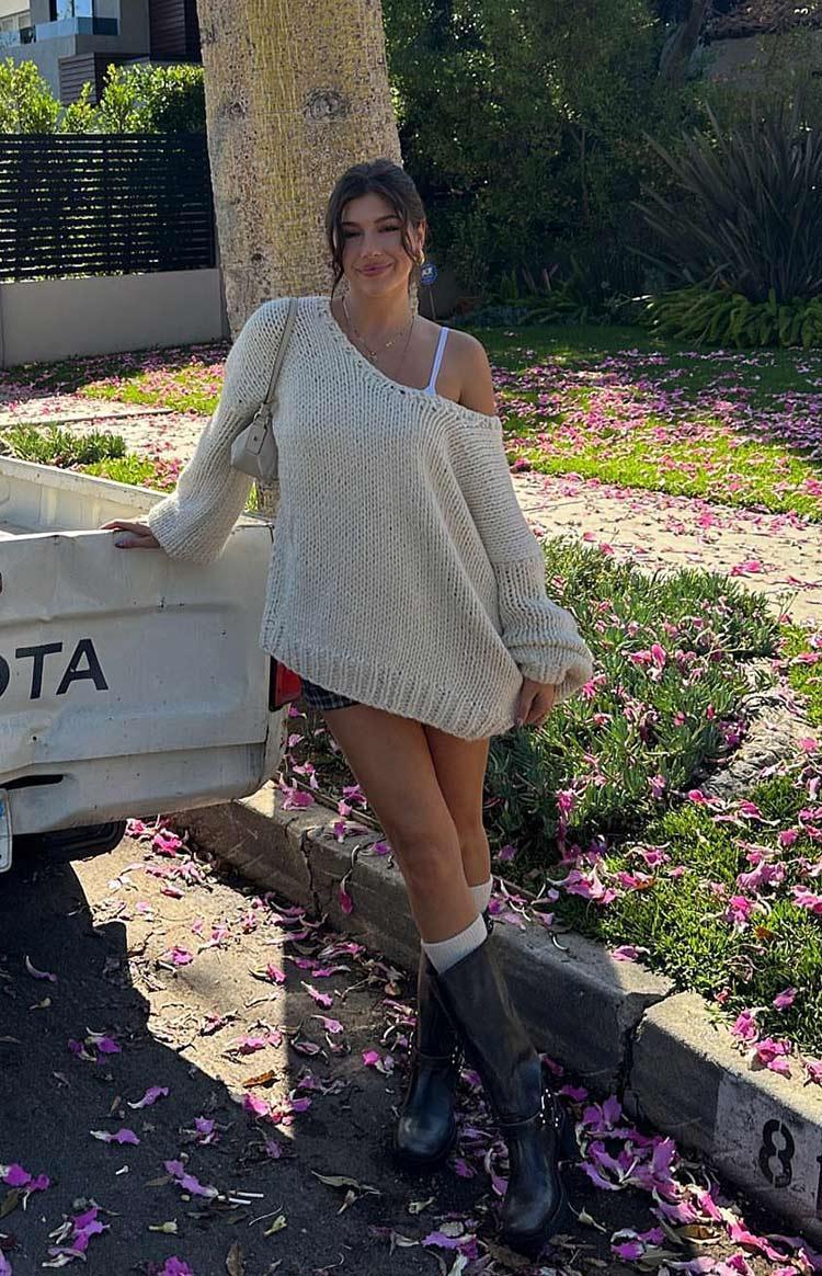 Delvey Cream Chunky Knit Sweater Product Image