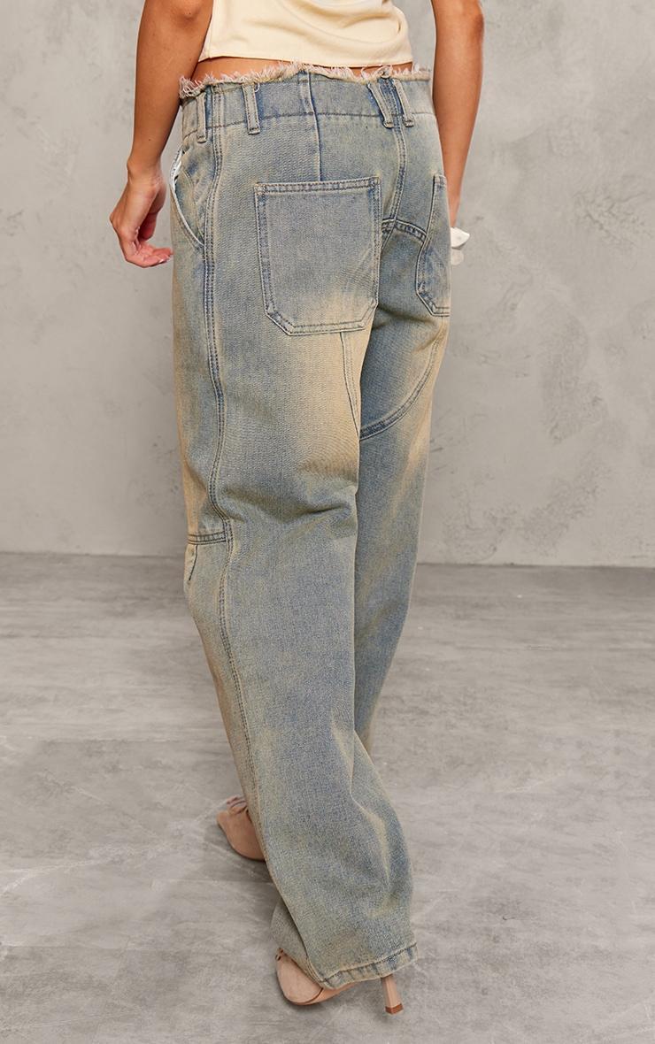 Petite Vintage Frayed Edge Waistband Boyfriend Jeans Product Image