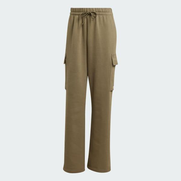 adidas Essentials Linear Fleece Cargo Pants Olive Strata XS Womens Product Image