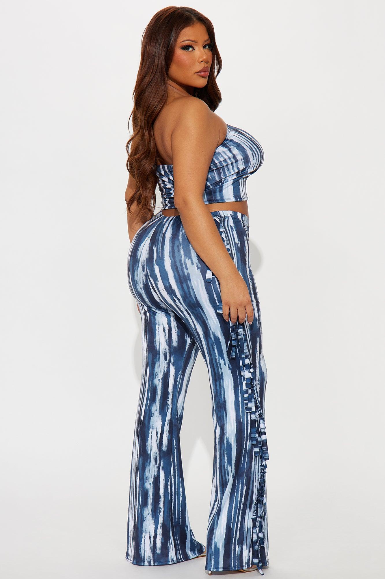 Off The Fringe Strapless Pant Set - Blue/combo Product Image