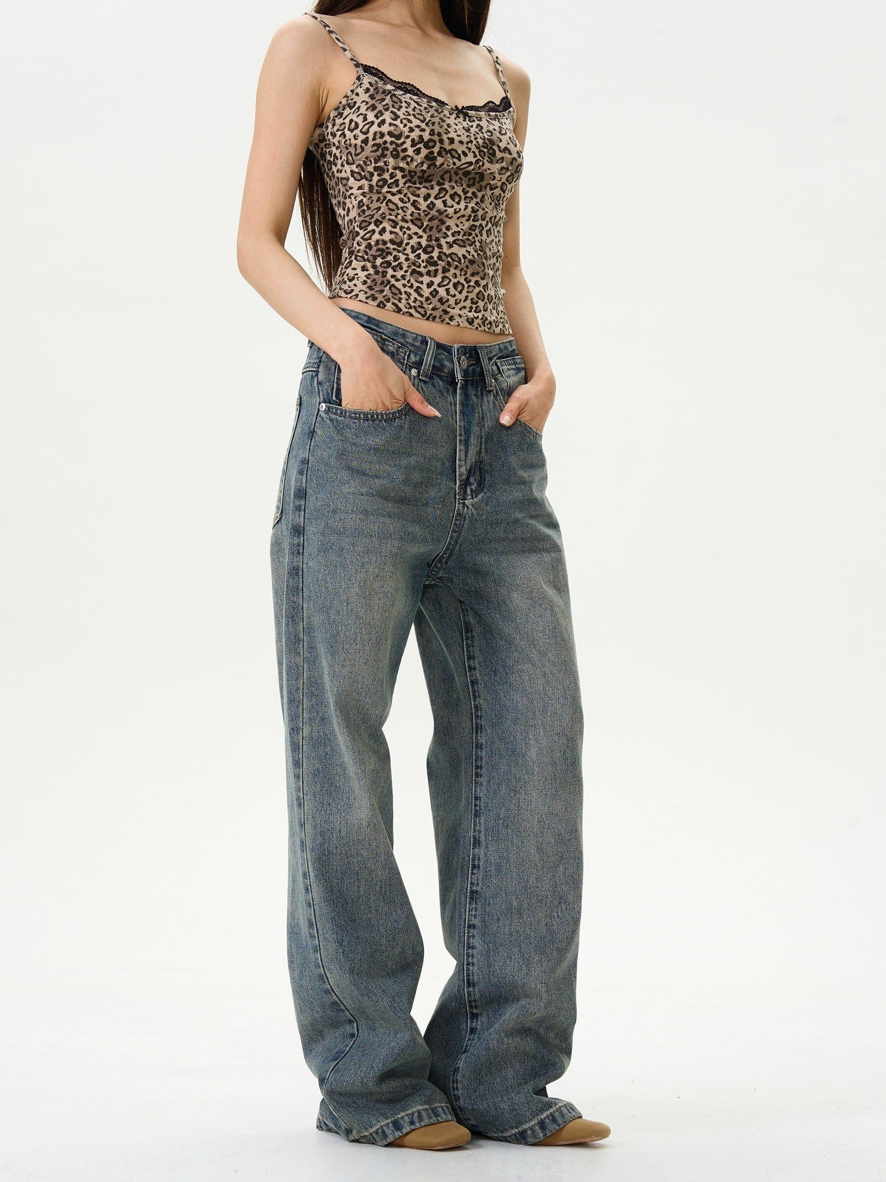 RT No. 12140 BLUE STRAIGHT DENIM JEANS Product Image