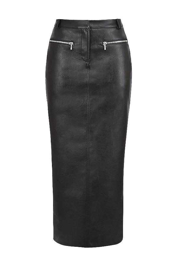 Tana  black vegan leather maxi skirt Product Image
