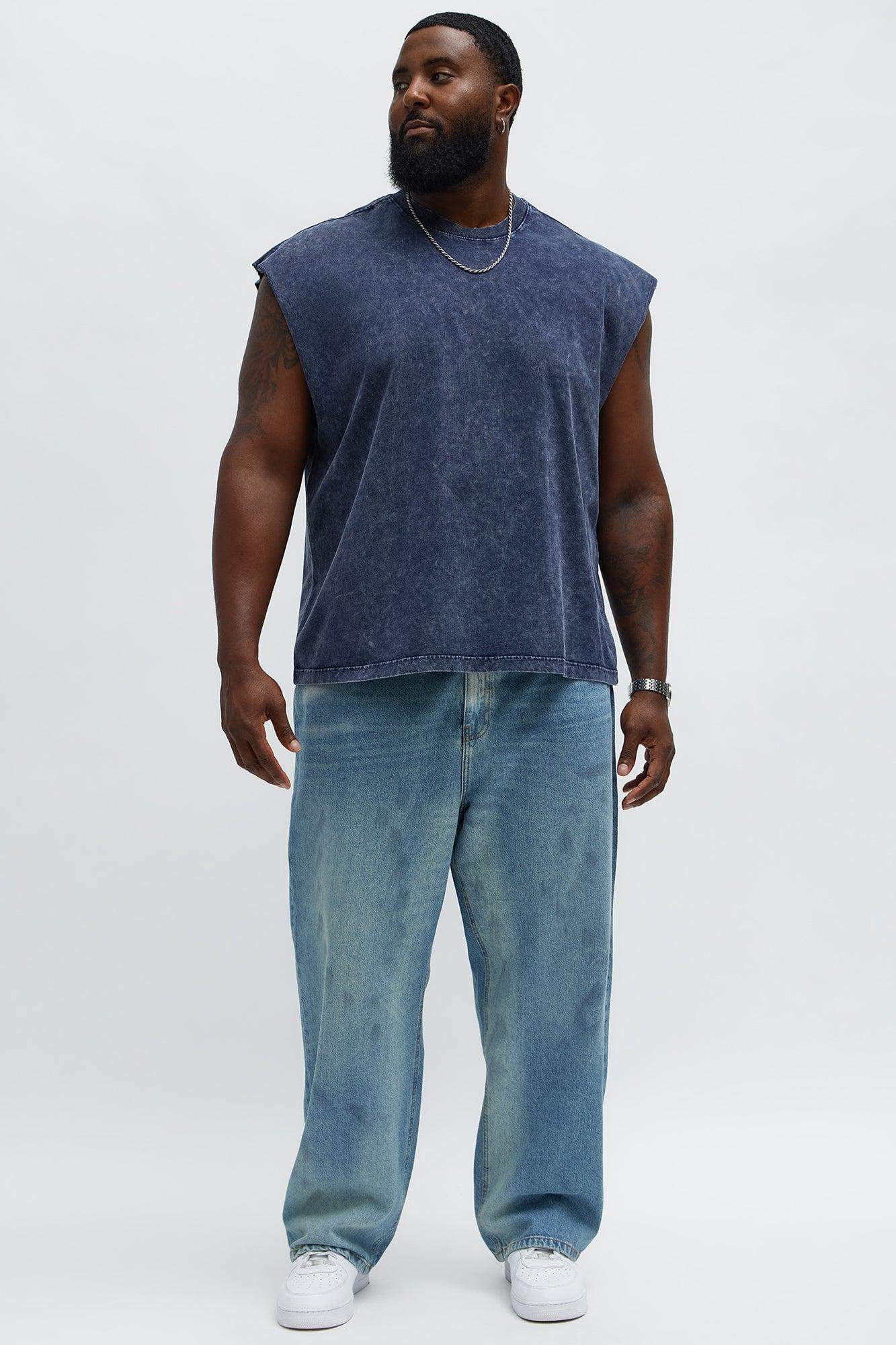 Relaxed Vintage Wash Heavyweight Muscle Tee - Navy Product Image