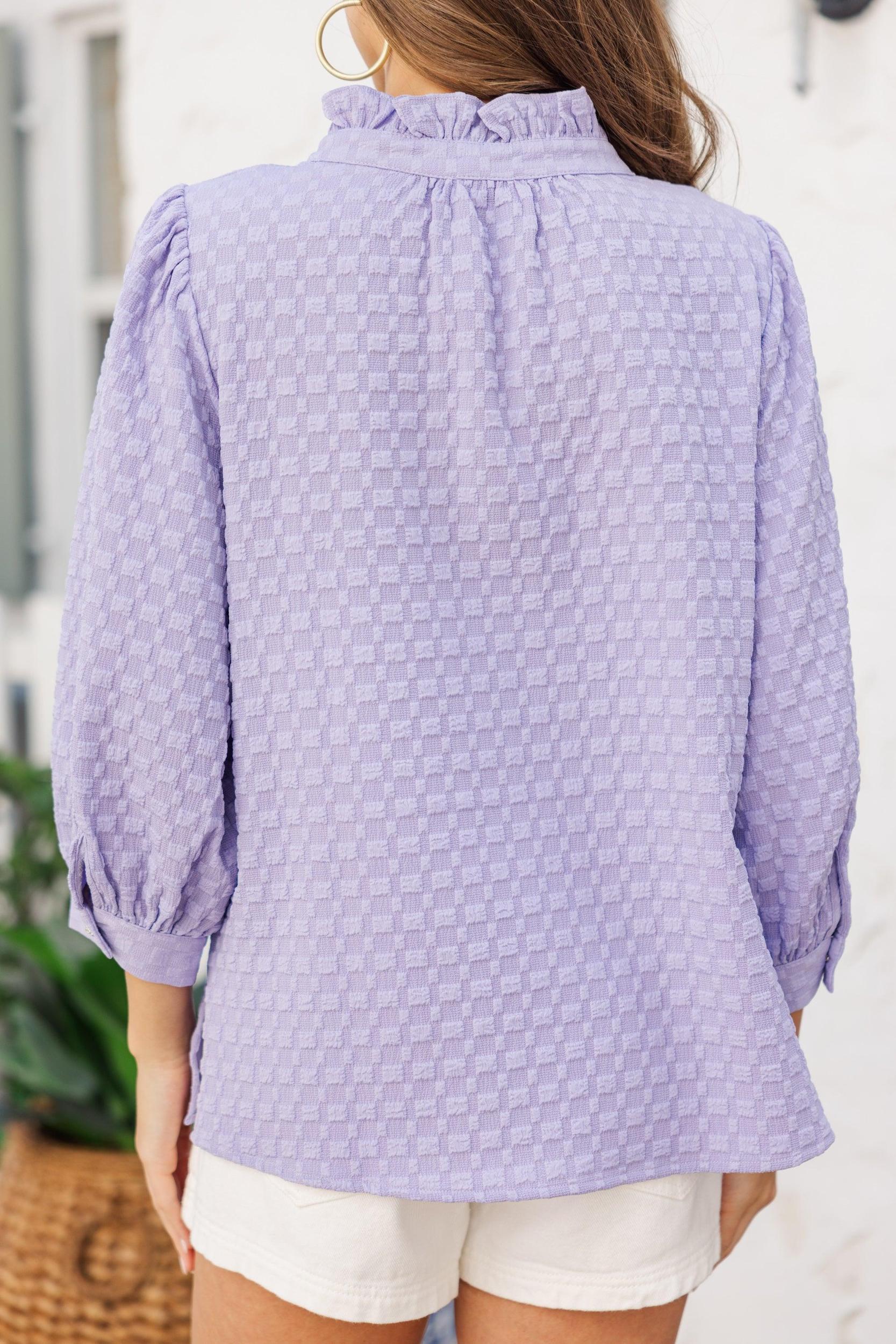 It's Up To You Lavender Purple Textured Blouse Female Product Image