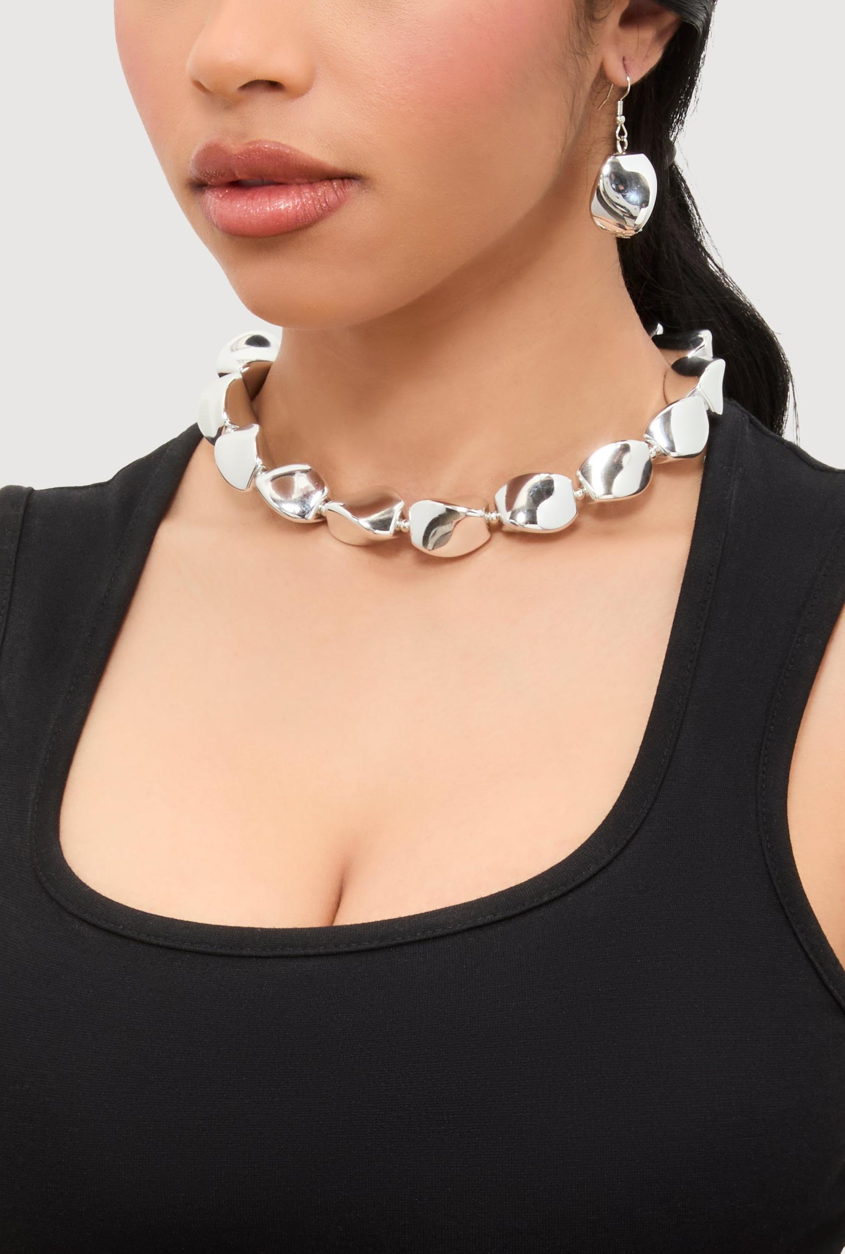 Cross Layered Necklace and Hoop Earrings Female Product Image